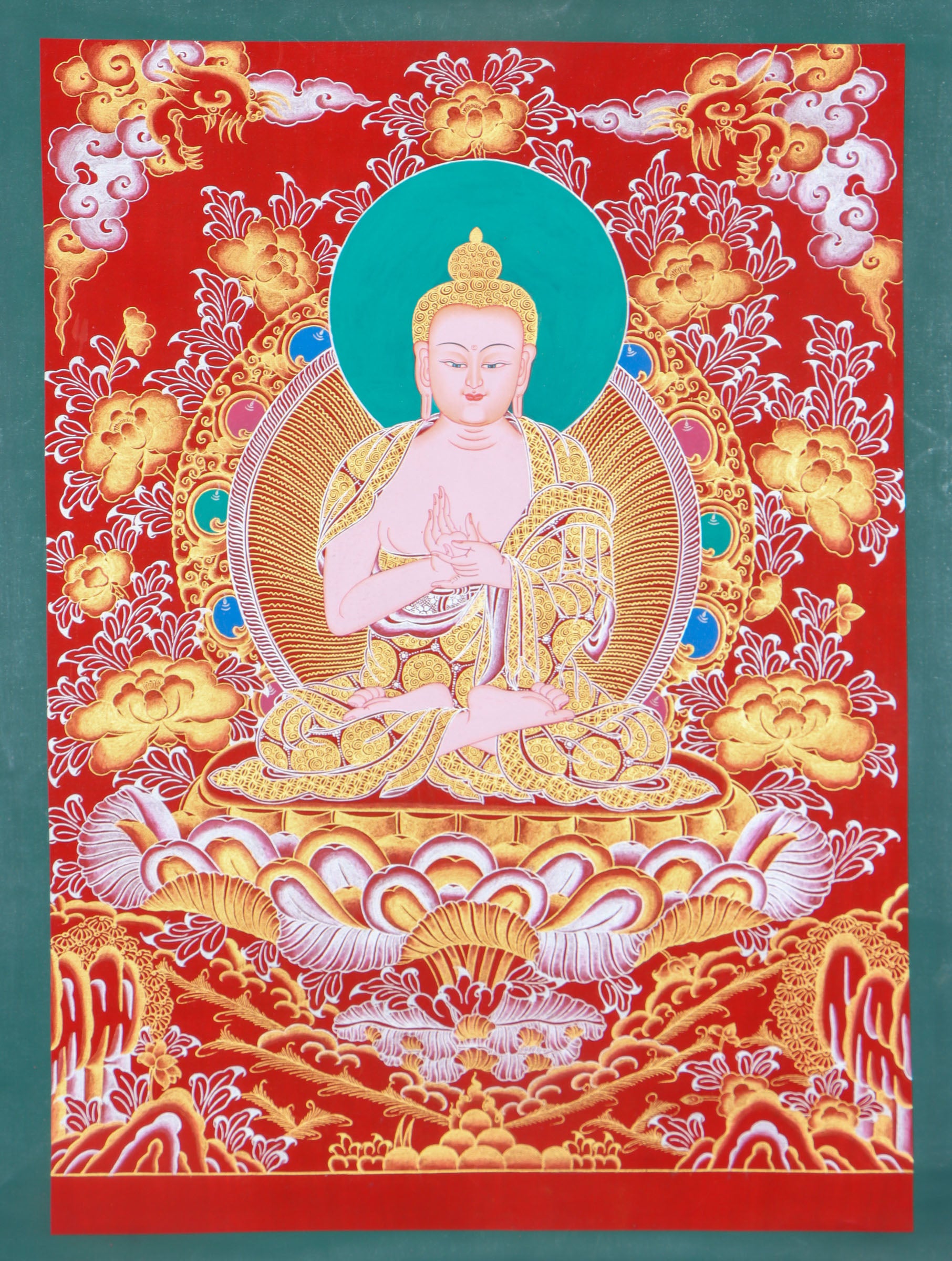 Vairochana Buddha Thangka Painting for wall hanging decor.