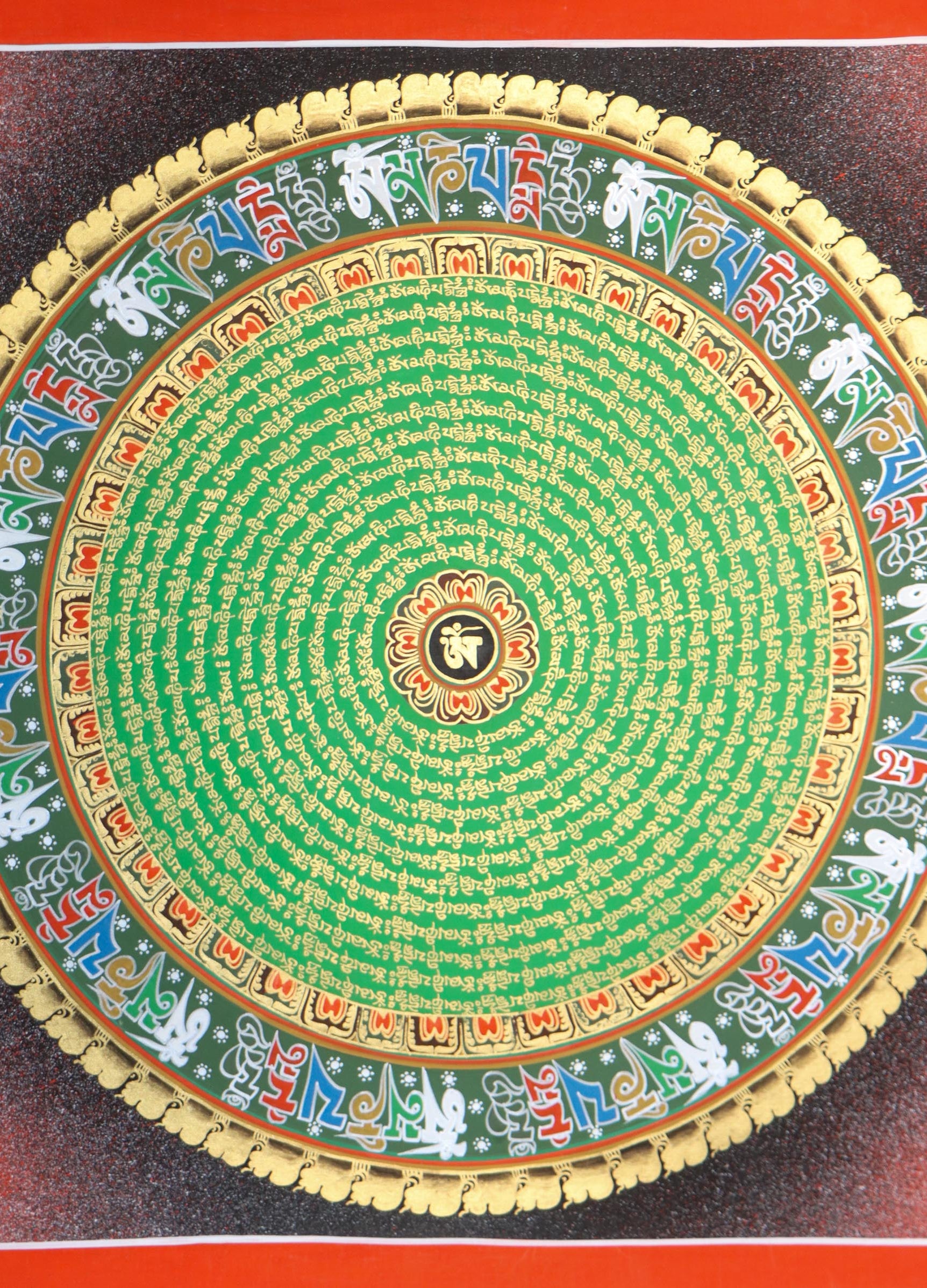 Tibetan Handpainted  Mantra Mandala Thangka .