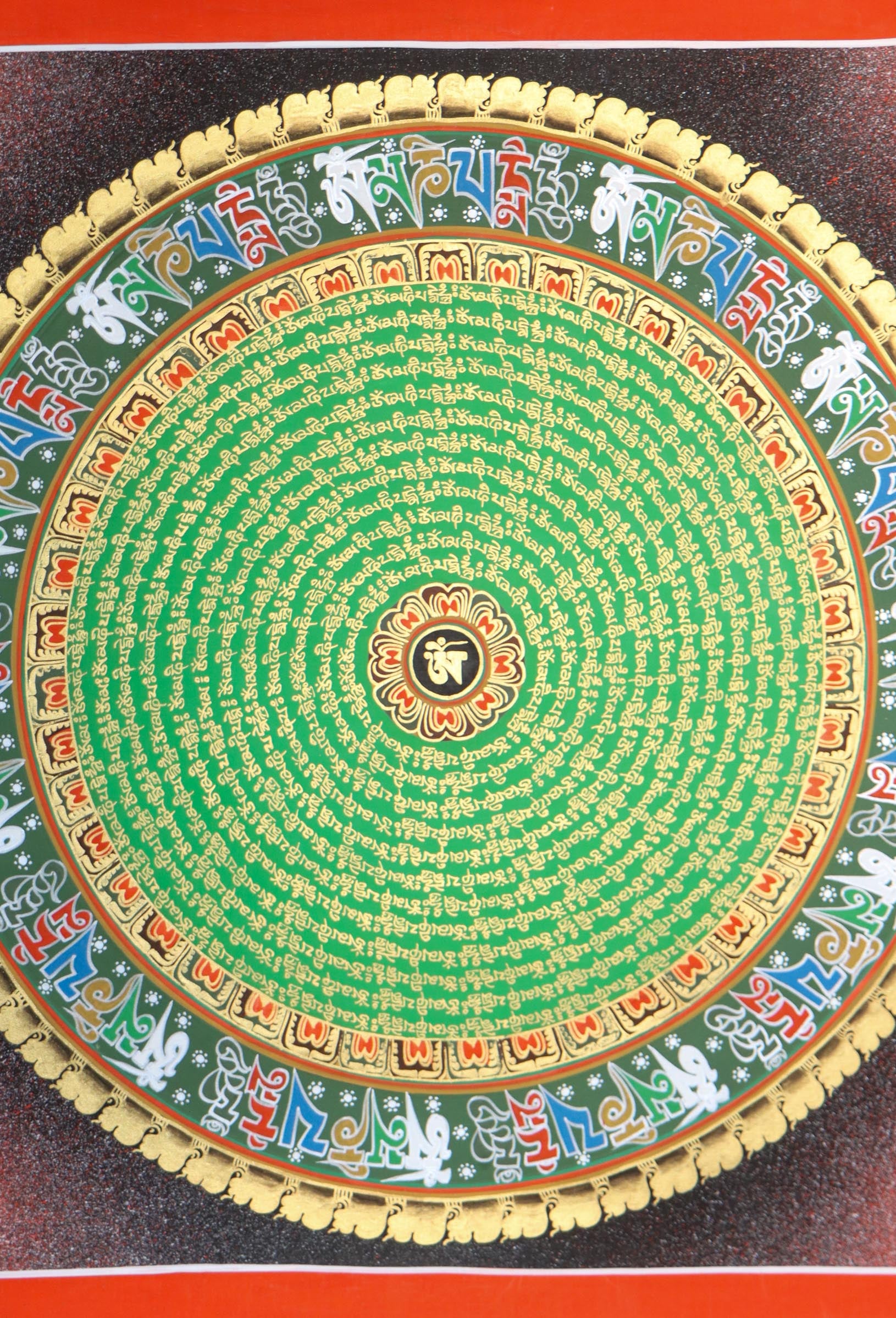 Tibetan Handpainted  Mantra Mandala Thangka .