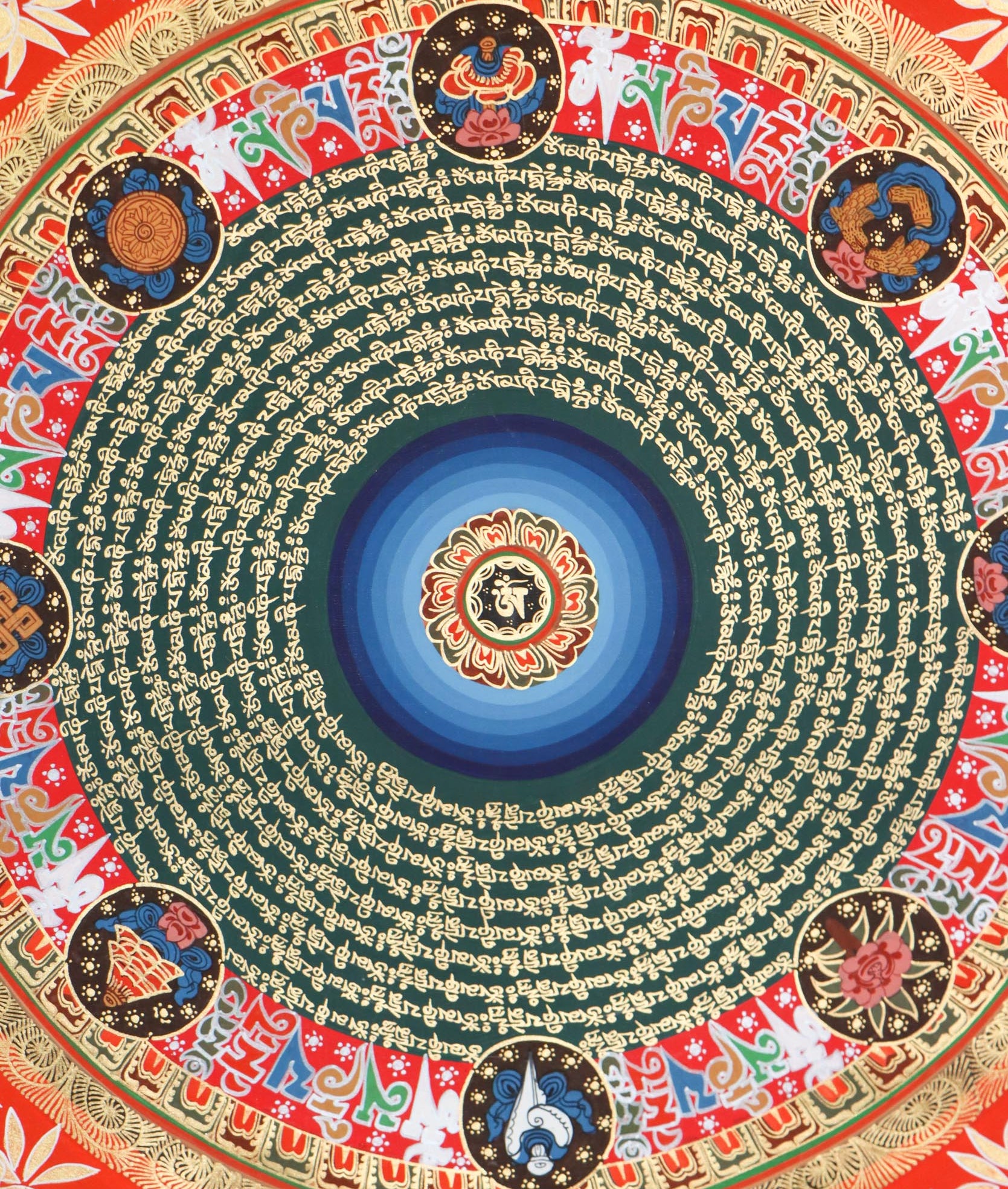 Beautiful  Mantra Mandala Thangka for wall decor .