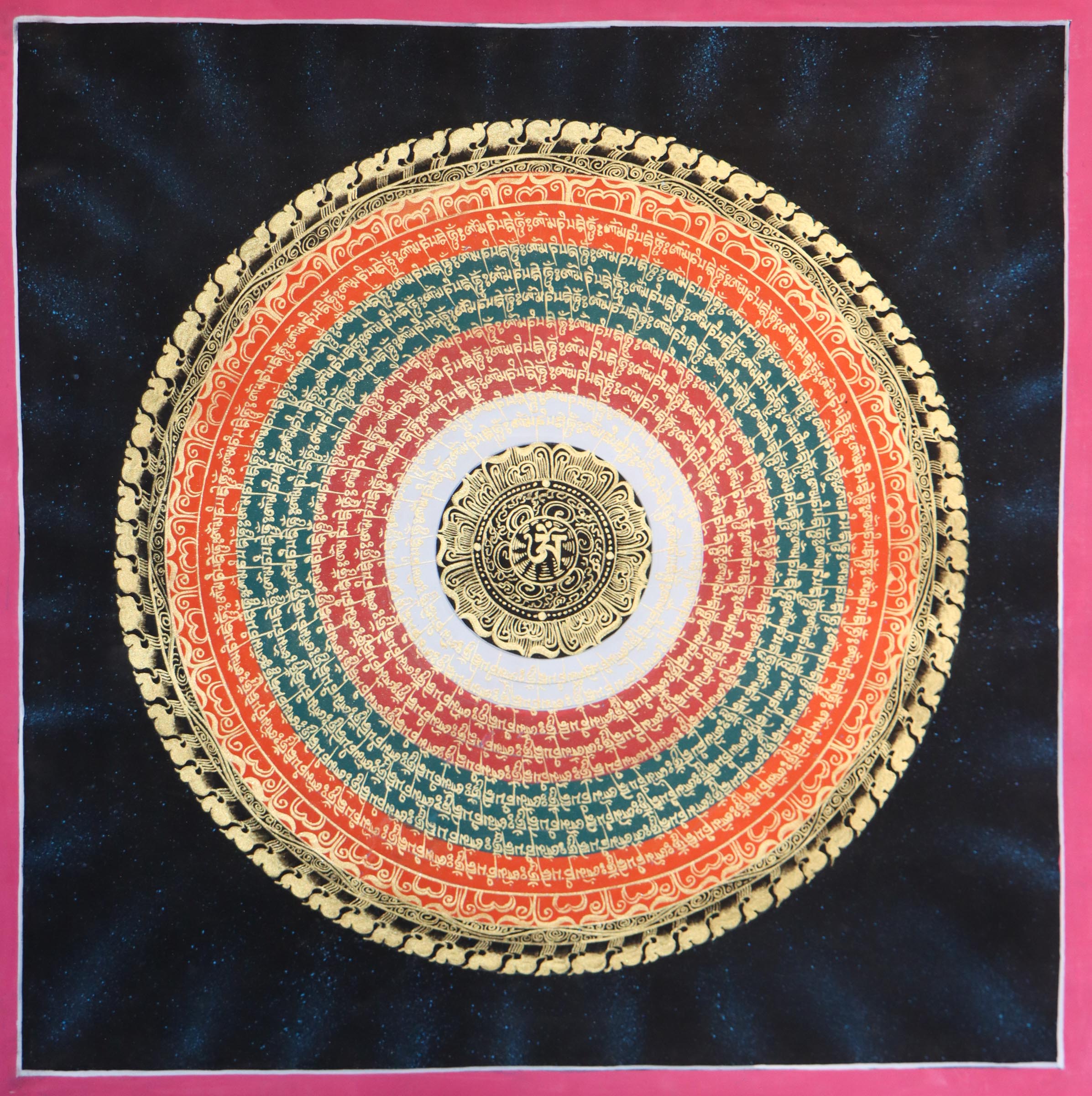 Mantra Mandala Thangka  made up of cotton canvas .