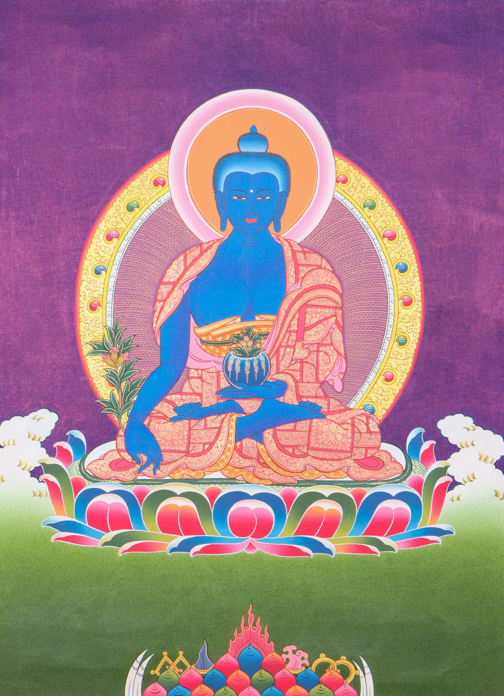 Medicine Buddha Thangka for meditation, and therapeutic practices.