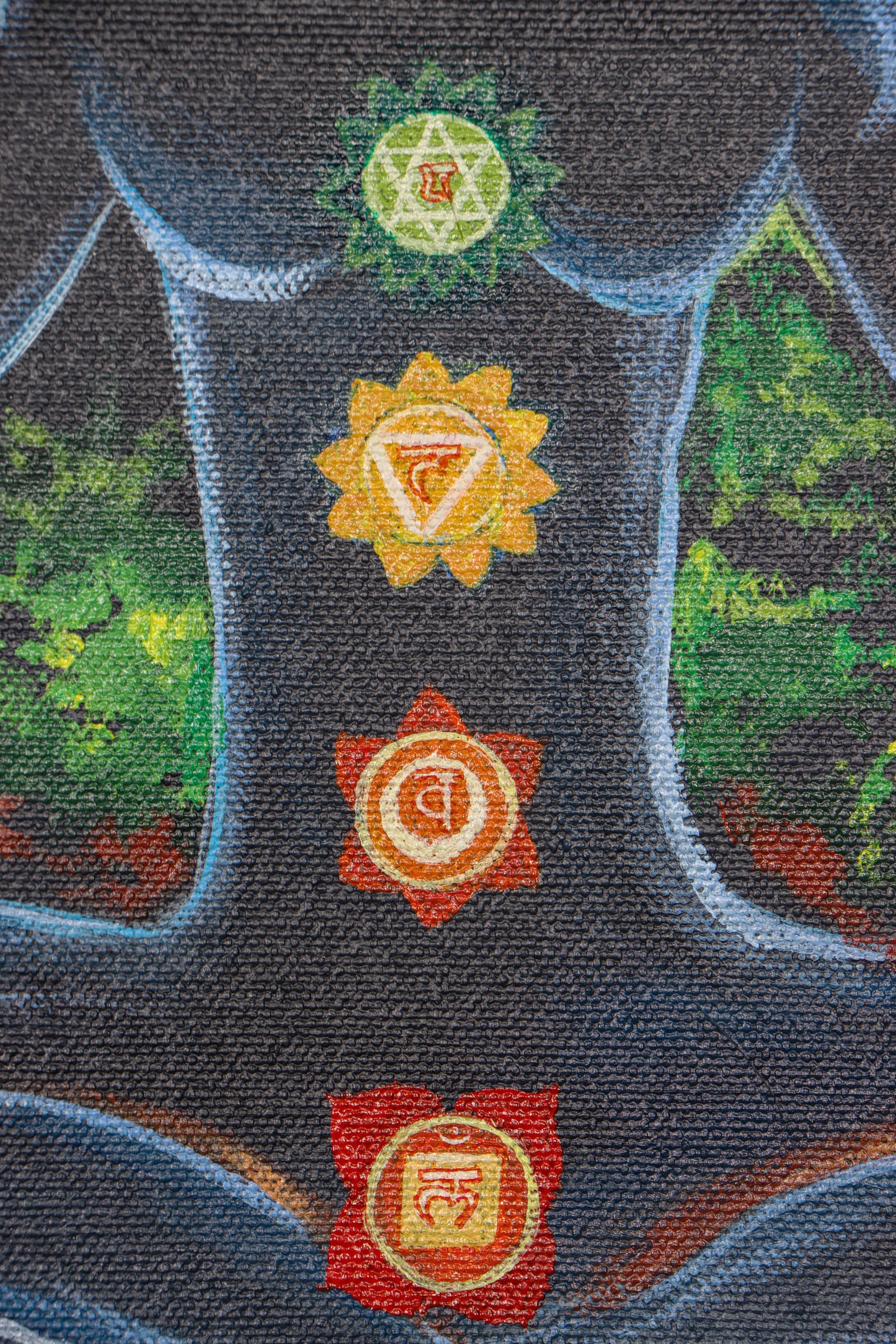 Oil Painting of Seven Chakras in Human Body for wall decor.