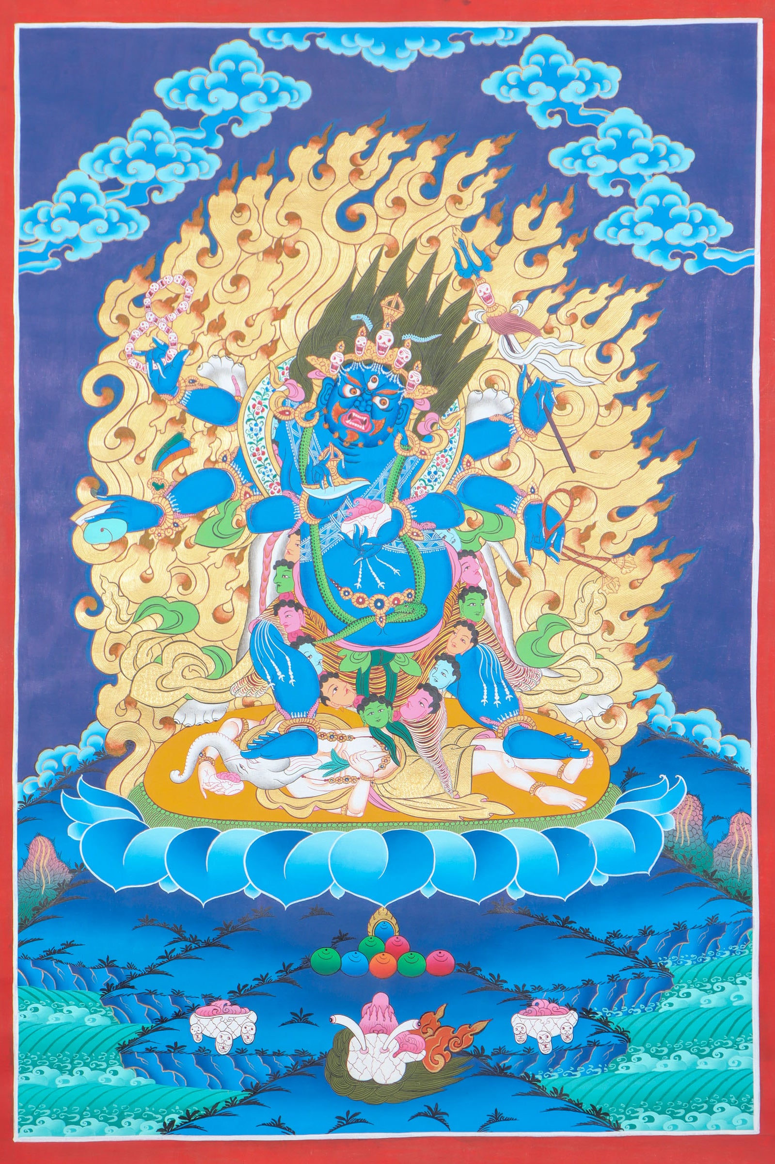Mahakala Thangka Painting for  providing protection and guidance to practitioner.