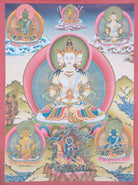 Amitayus Thangka Painting for devotion, meditation and blessings.
