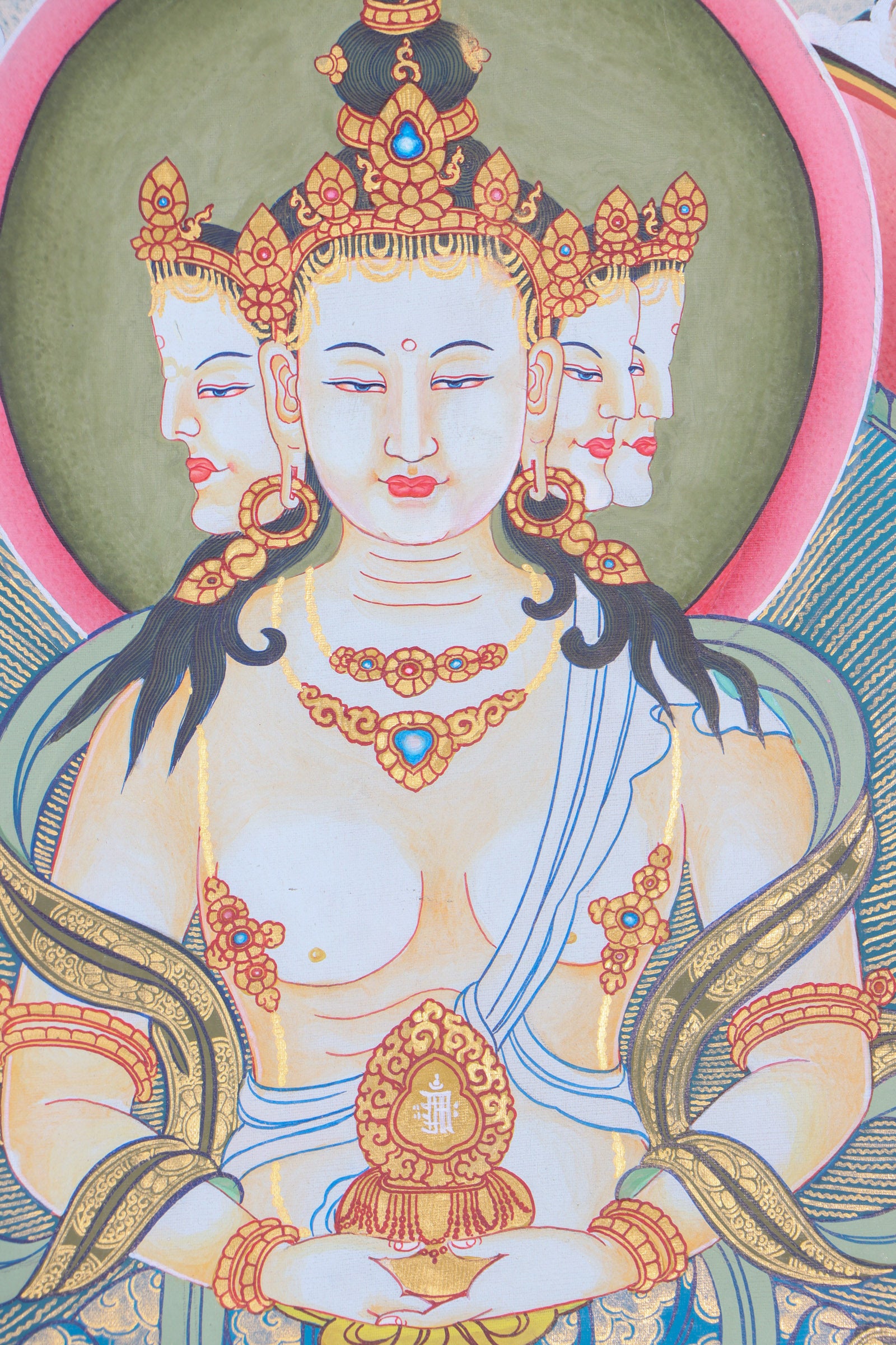 Amitayus Thangka Painting for devotion, meditation and blessings.