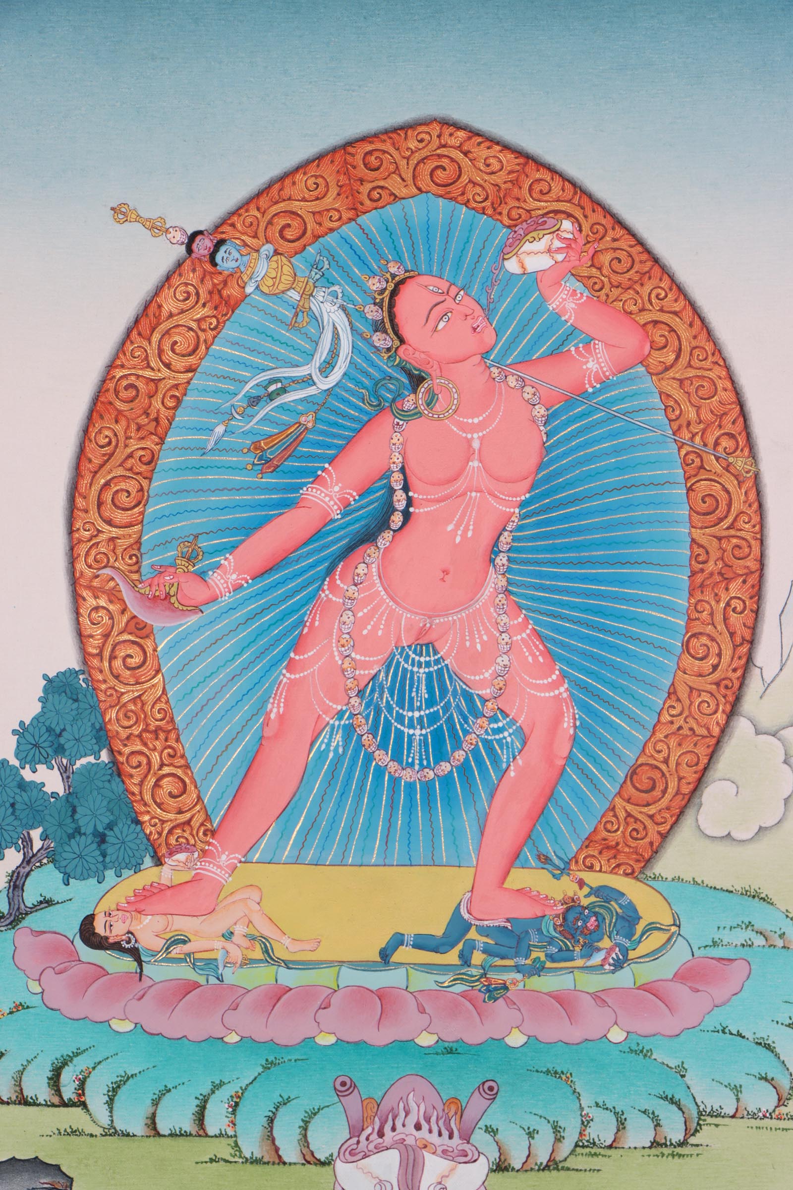 Wrathful Deity- Vajra Yogini Thangka art on canvas . A authentic Buddhism art