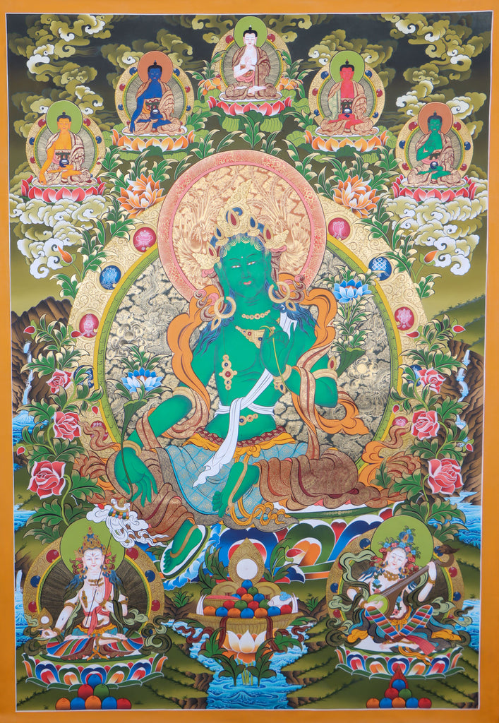 Green Tara Thangka Painting - Lucky  Thanka