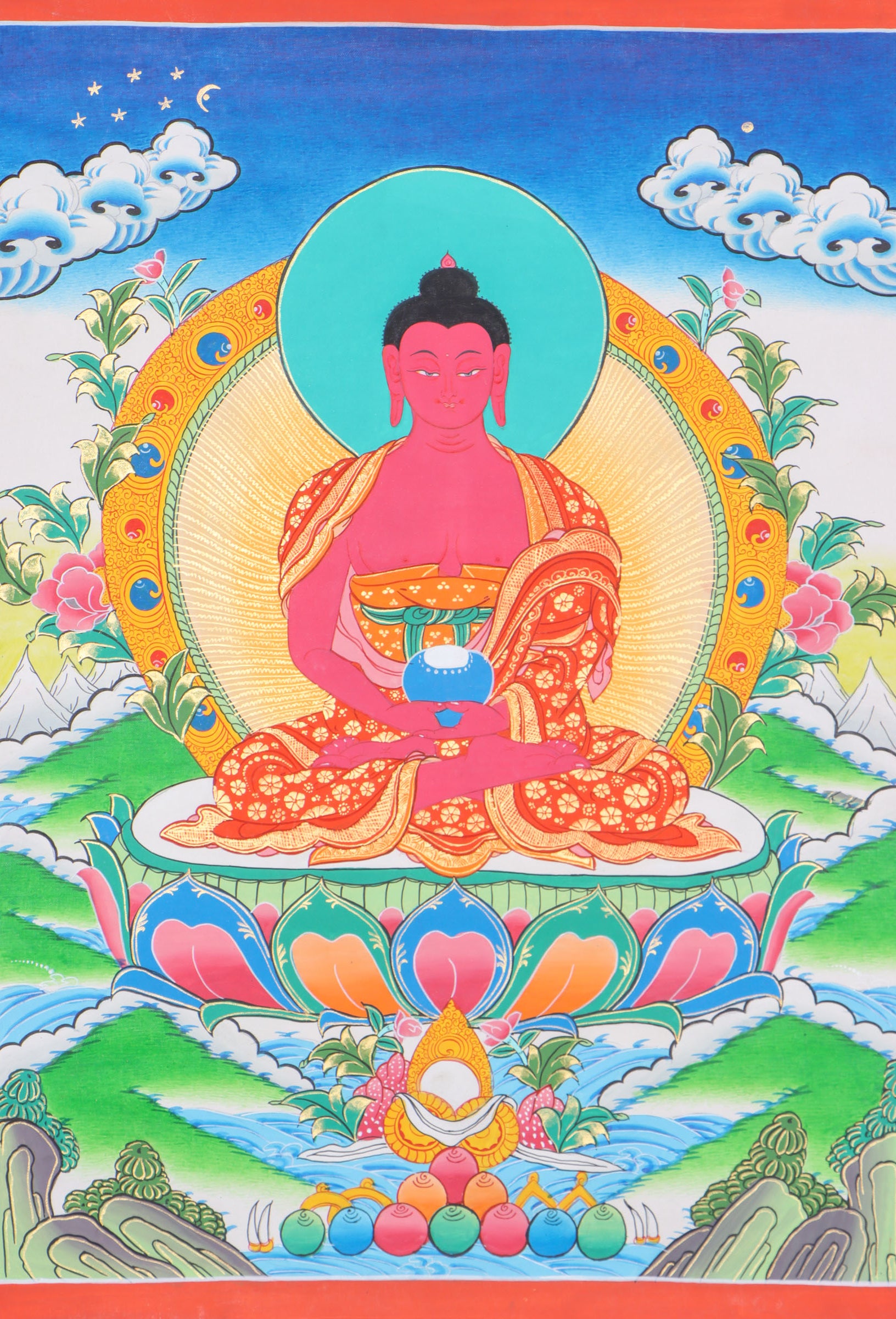 Amitabha Thangka holds deep spiritual significance within the context of Buddhist philosophy and practice.
