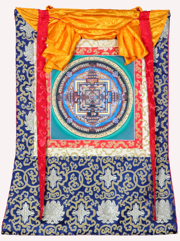 Kalachakra Mandala Brocade Thangka  Painting for meditation and contemplation.
