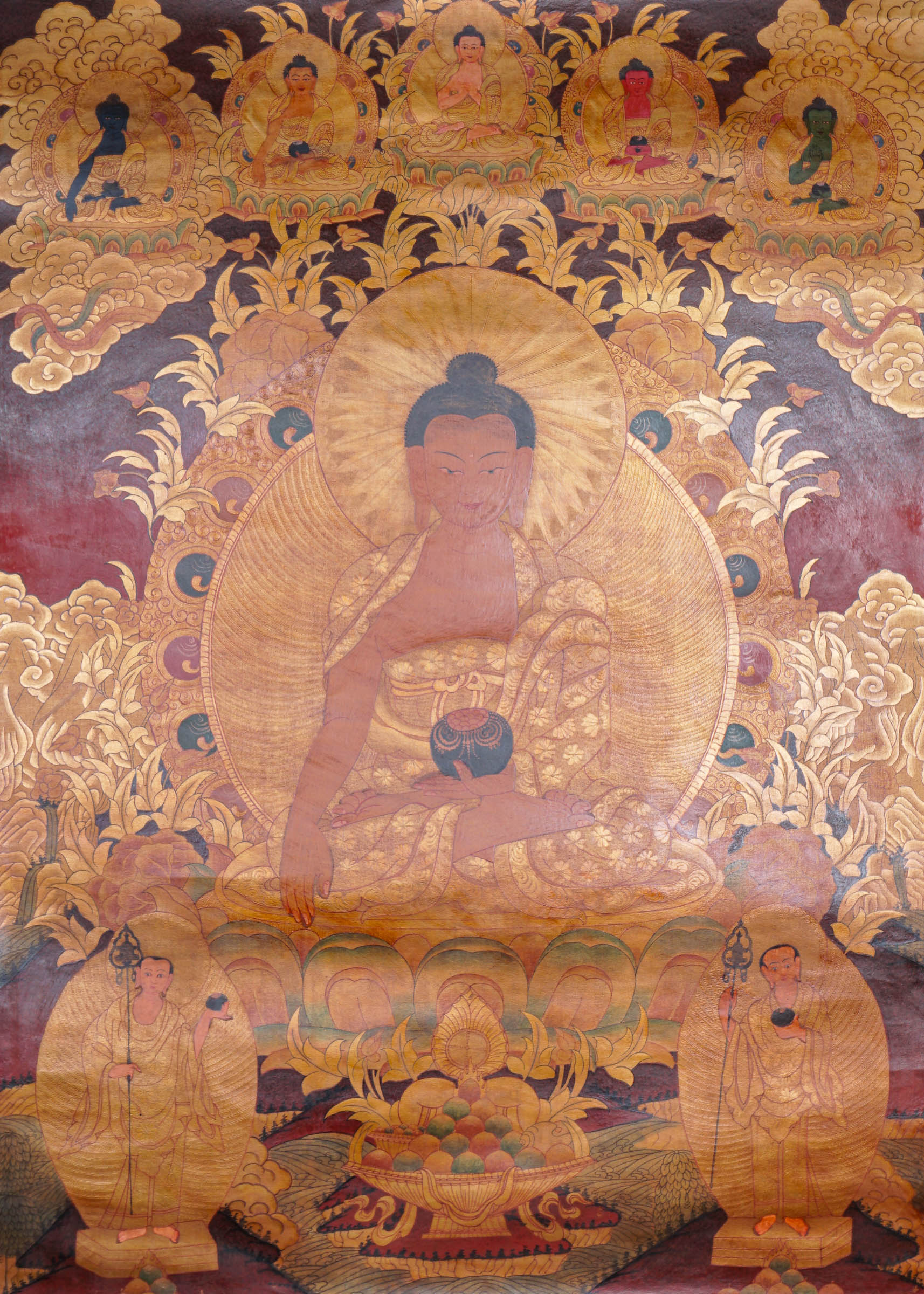 Antique Shakyamuni Buddha Thangka Painting