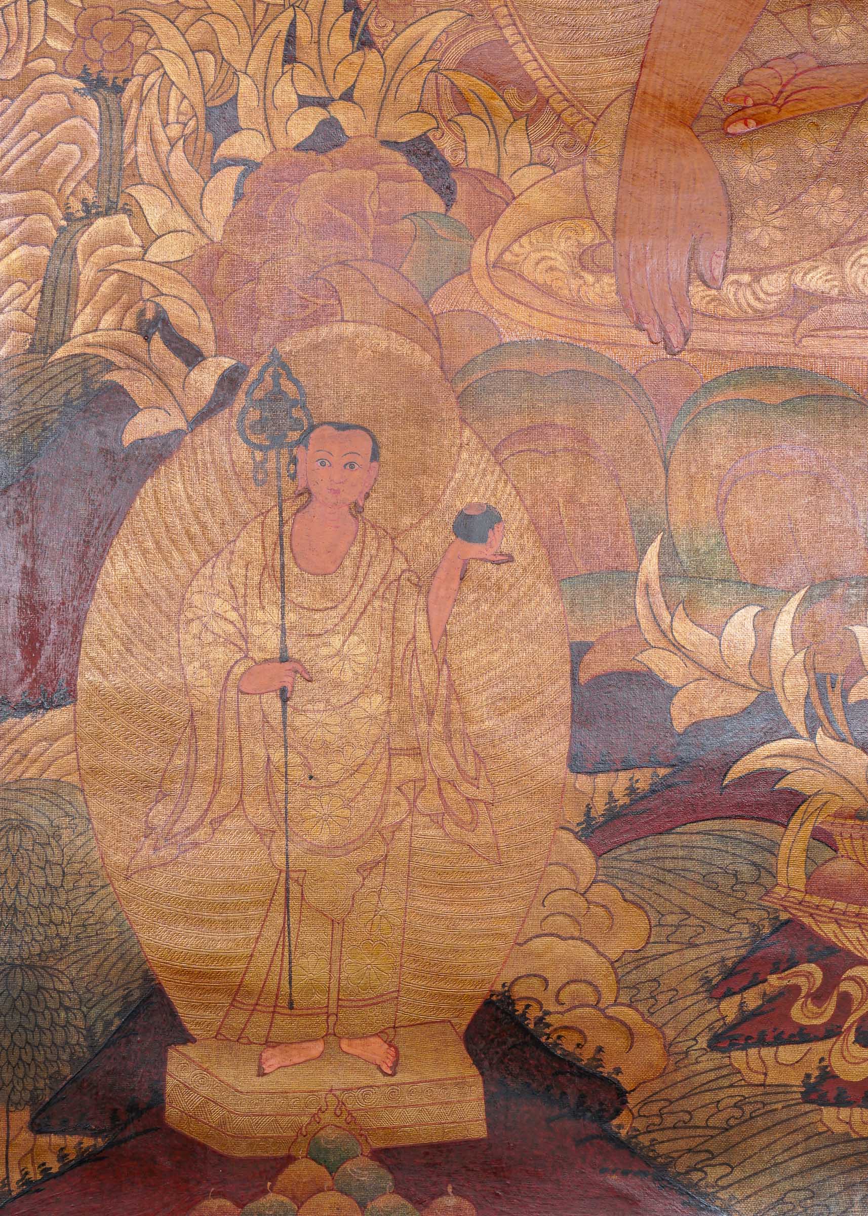 Antique Shakyamuni Buddha Thangka Painting