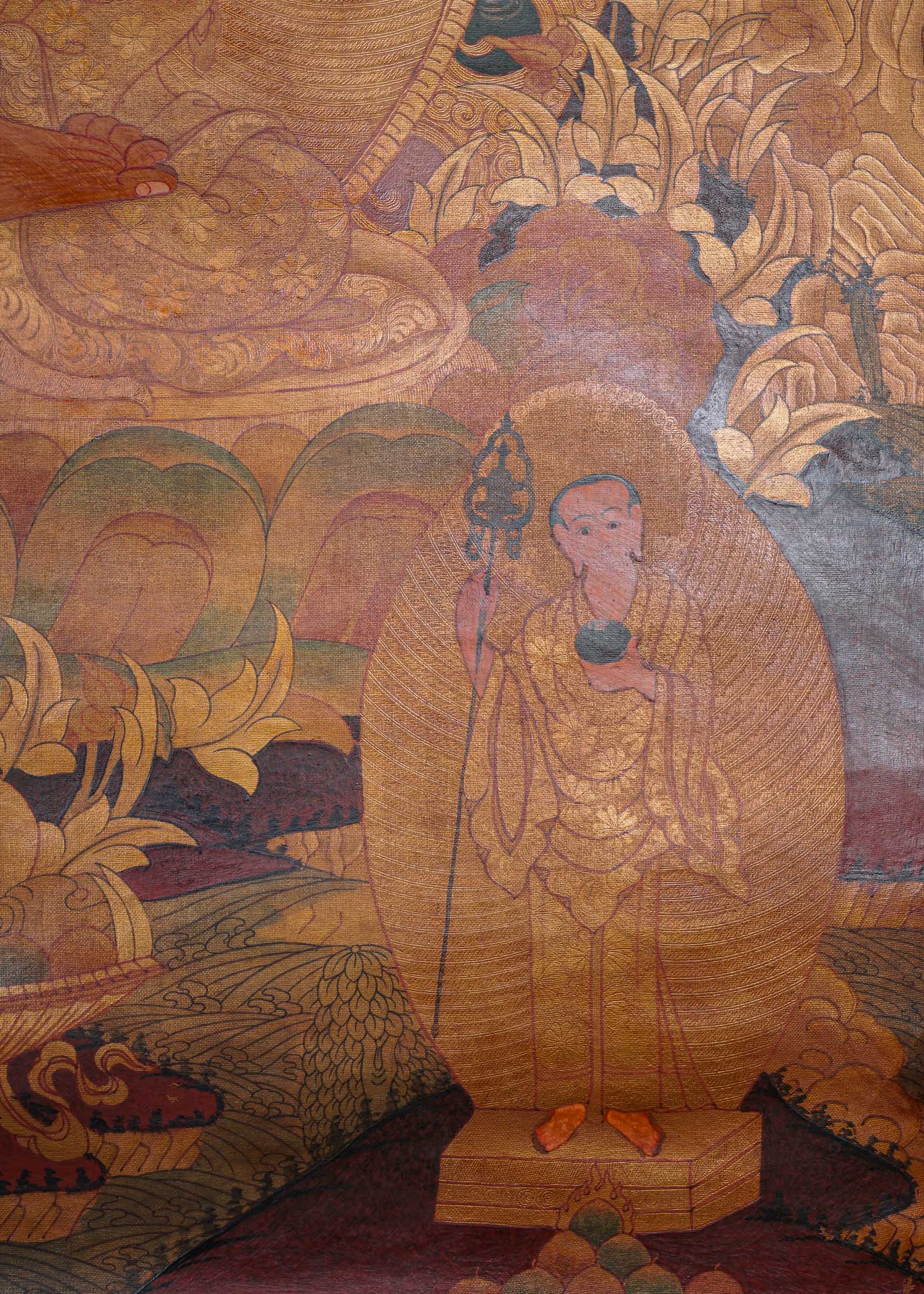 Antique Shakyamuni Buddha Thangka Painting