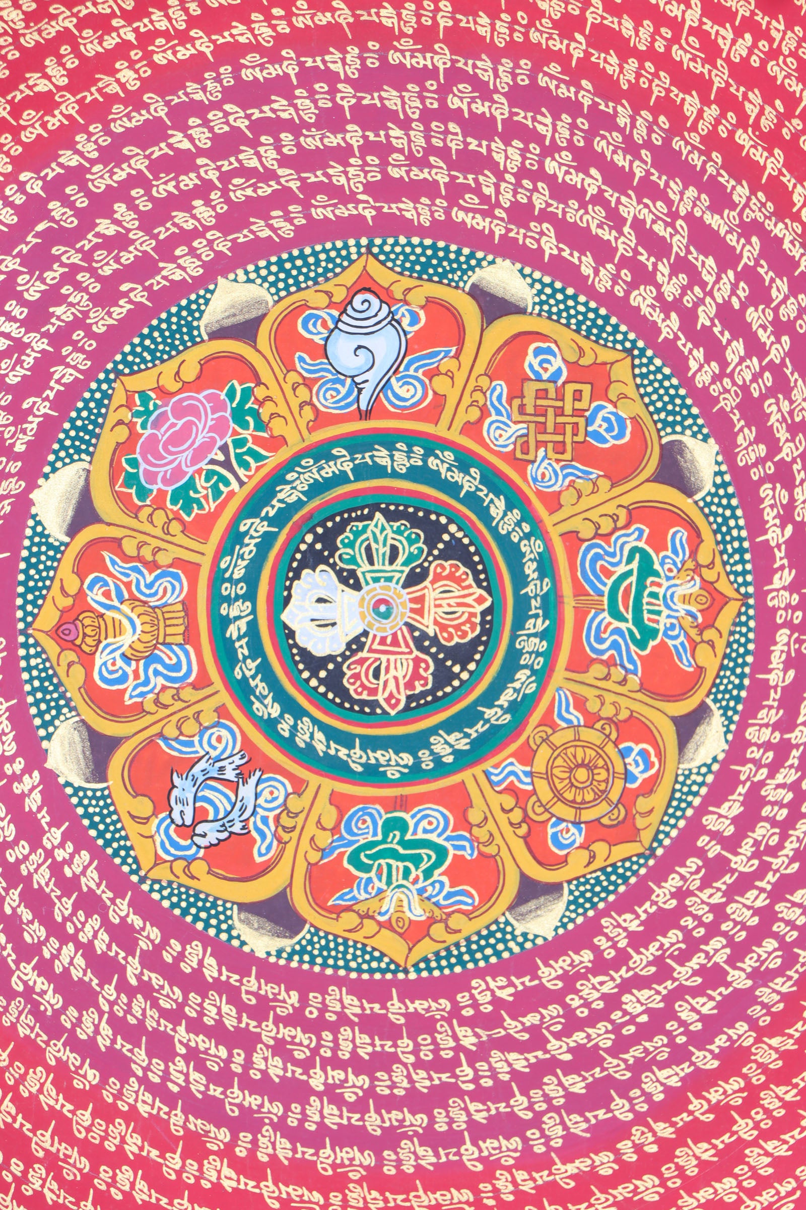 Mantra Mandala Brocade Thangka for wall decor.