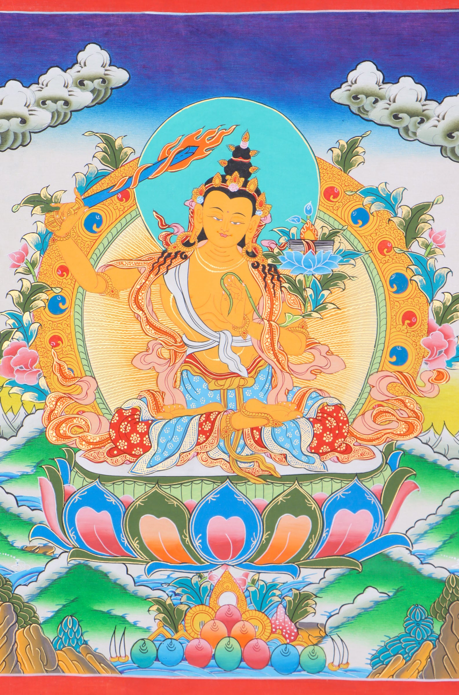 Manjushree Thangka wisdom, discernment, and clarity of mind, 