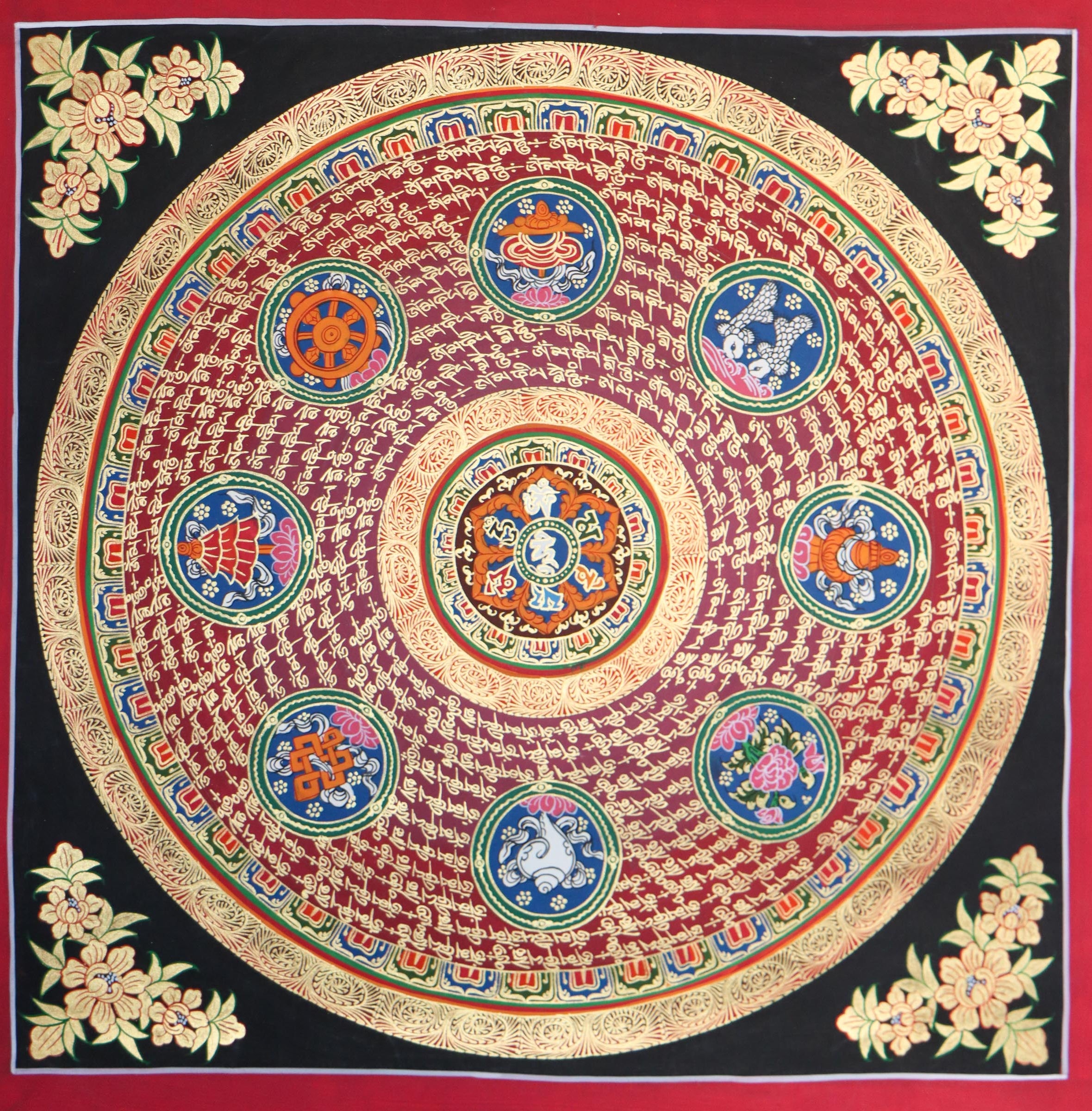  Mantra Mandala Thangka for enlightenment and spiritual qualities,