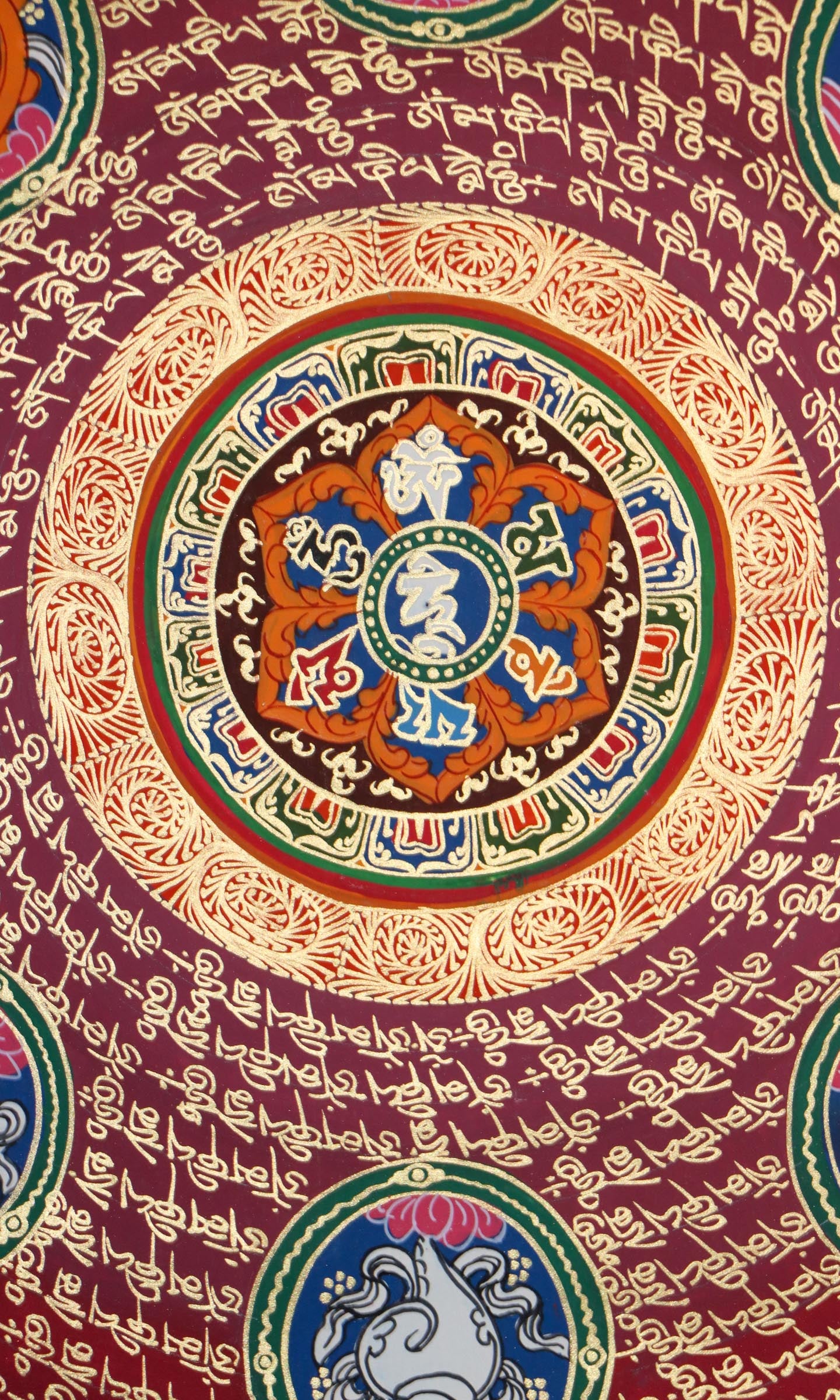 Mantra Mandala Thangka for enlightenment and spiritual qualities,