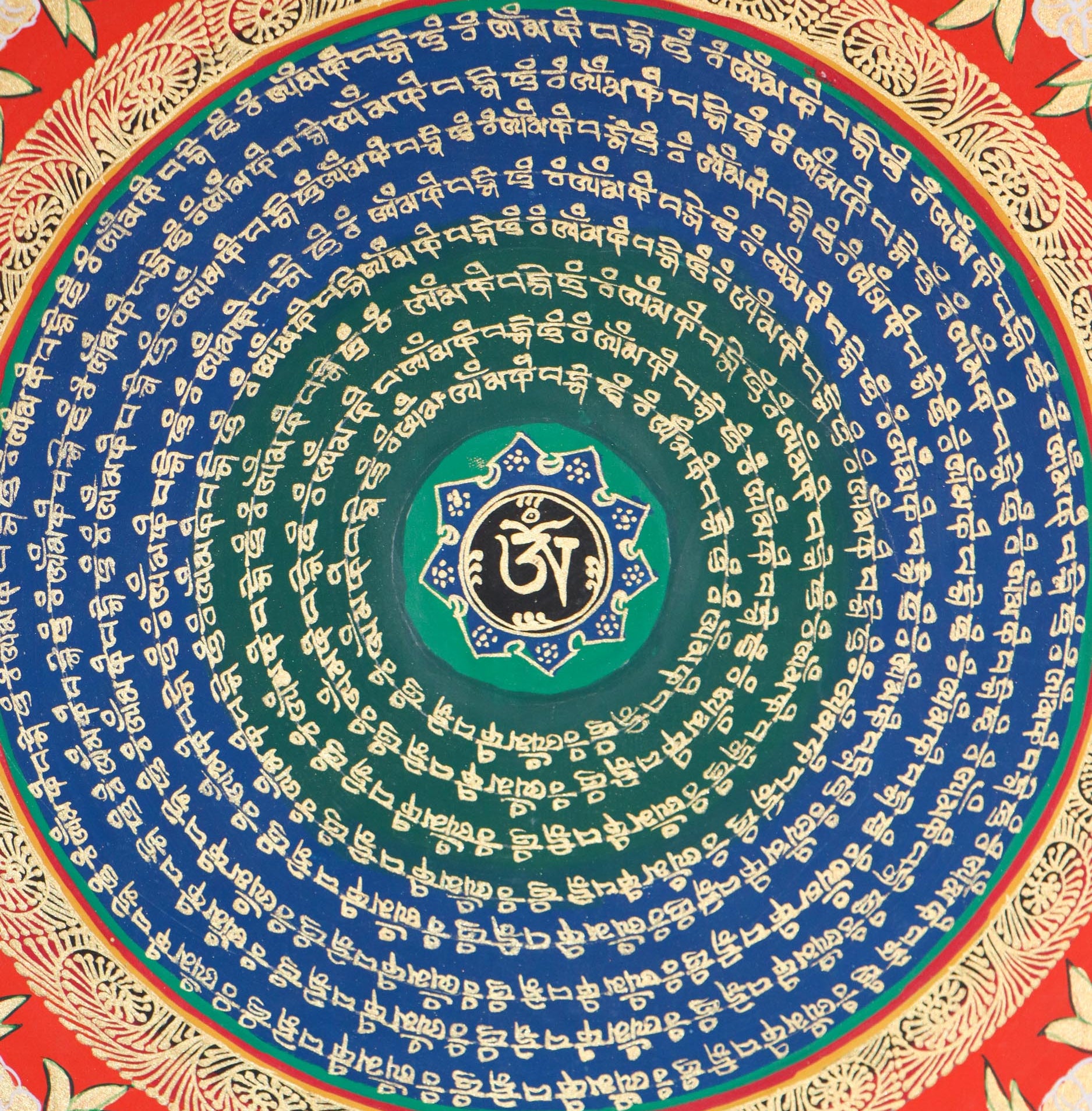 Mantra Mandala Thangka helps encourage spiritual growth, and provide guidance and protection.