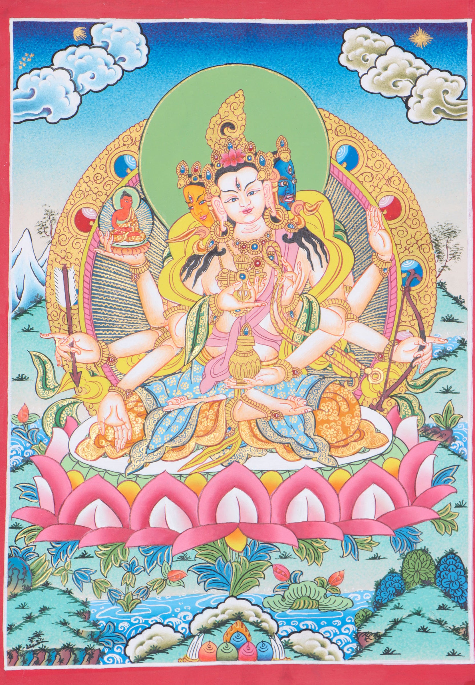 Namgyalma Thangka  serves as a focal point for meditation, visualization, and devotion.