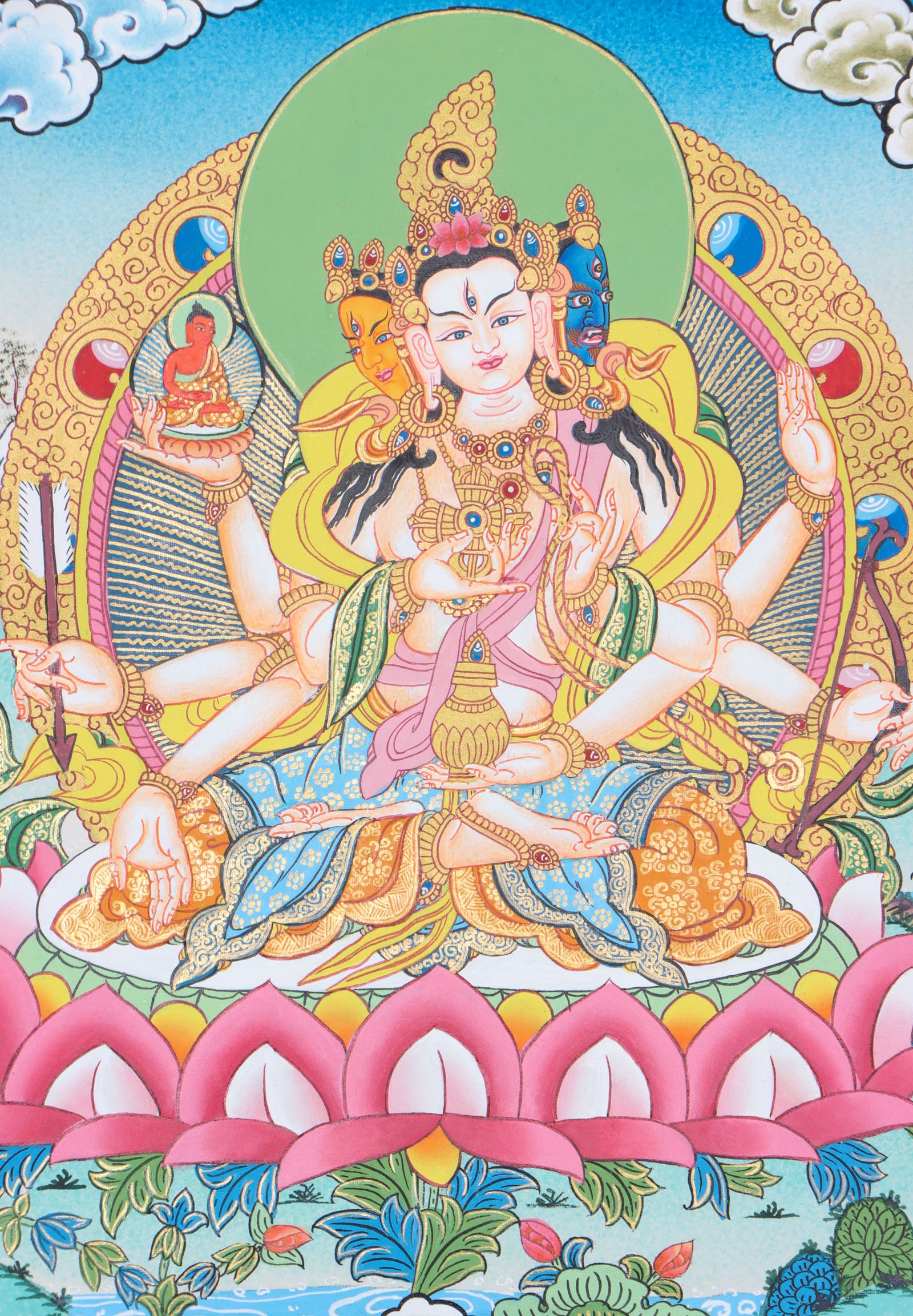 Namgyalma Thangka serves as a focal point for meditation, visualization, and devotion.