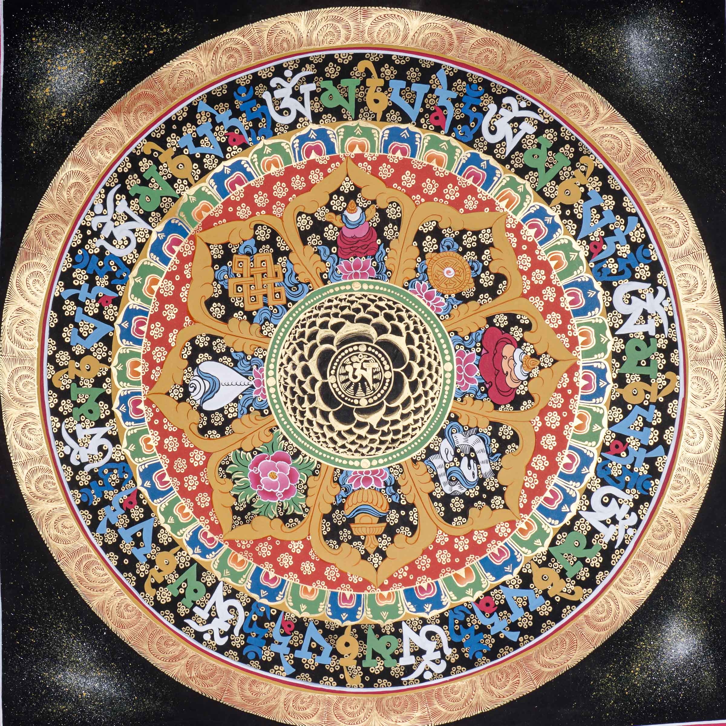 Round Mandala Thangka Painting \Hand-painted Mandala