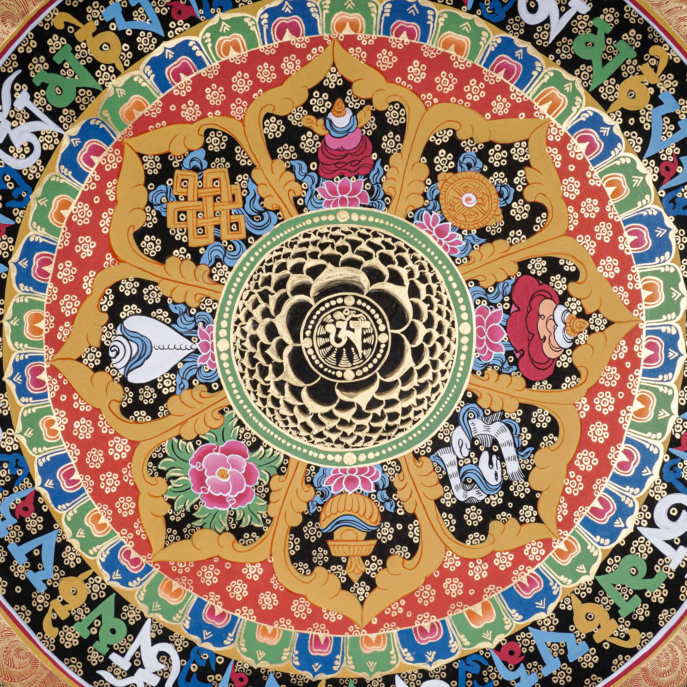 Round Mandala Thangka Painting \Hand-painted Mandala