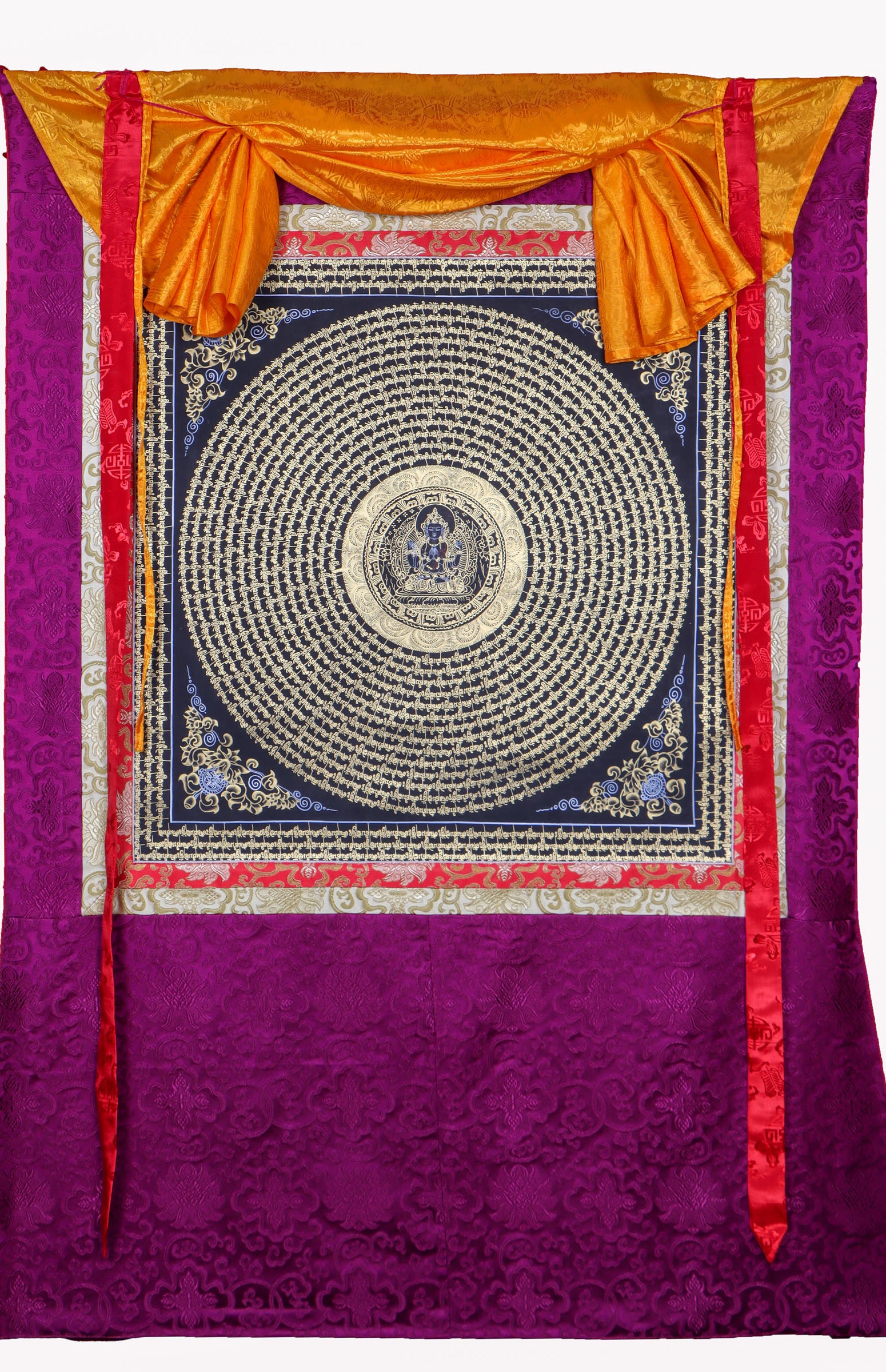  Shiva Mandala Brocade Thangka Painting  for prayer and meditation.