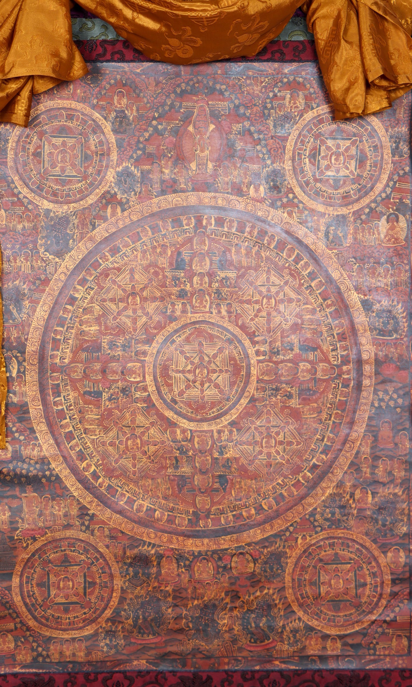 Buddha Mandala Brocade Thangka Painting for spirituality.