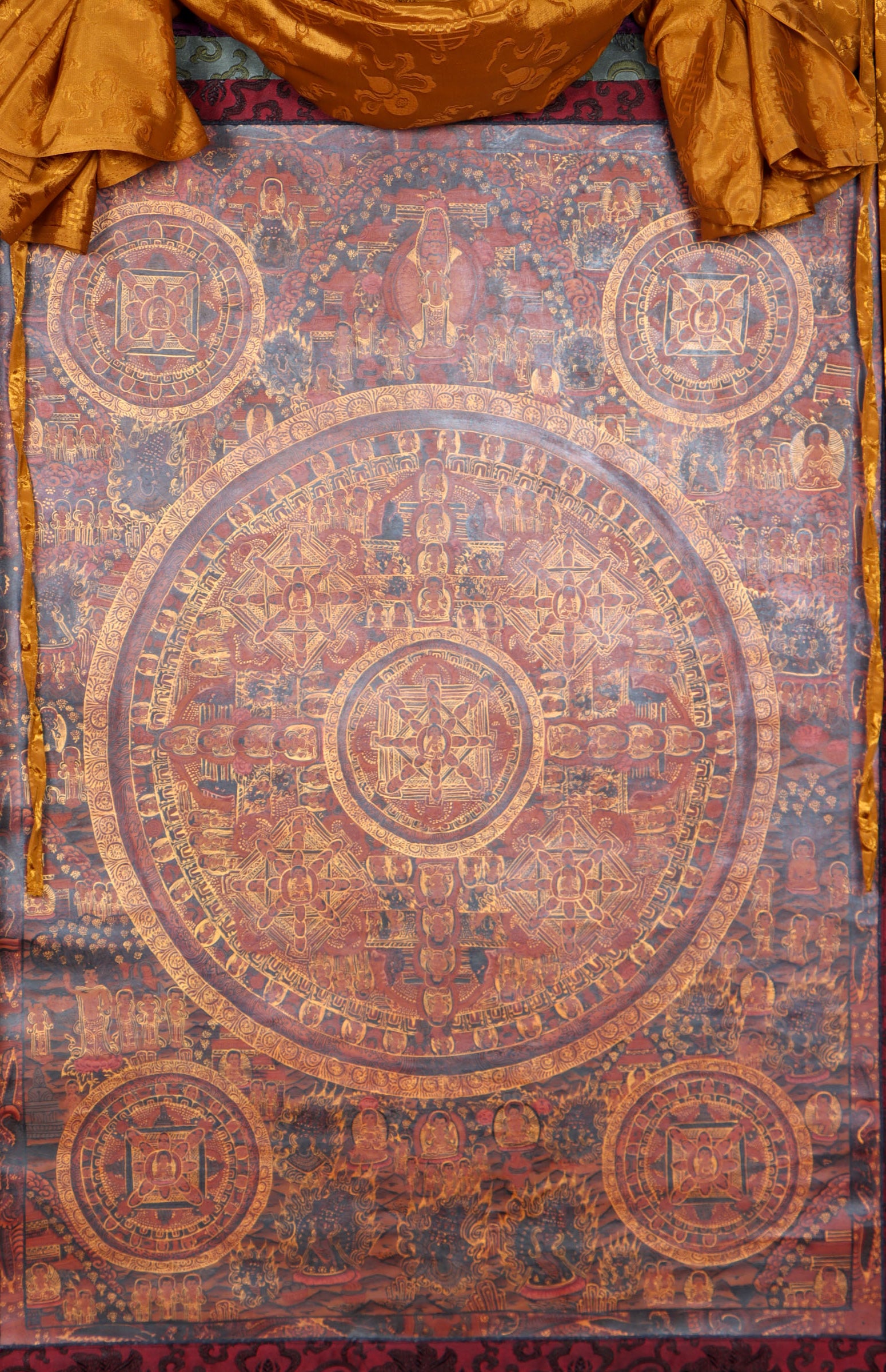 Buddha Mandala Brocade Thangka Painting for spirituality.