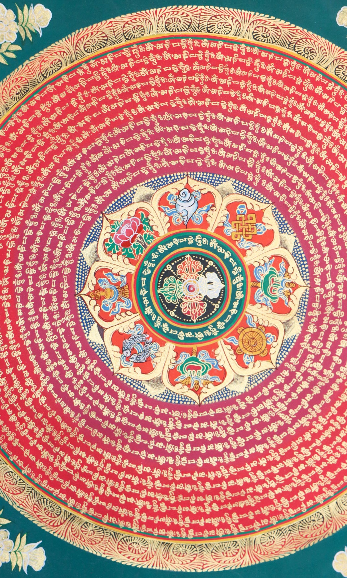  Tibetan handpainted Mantra mandala Thangka for meditation 