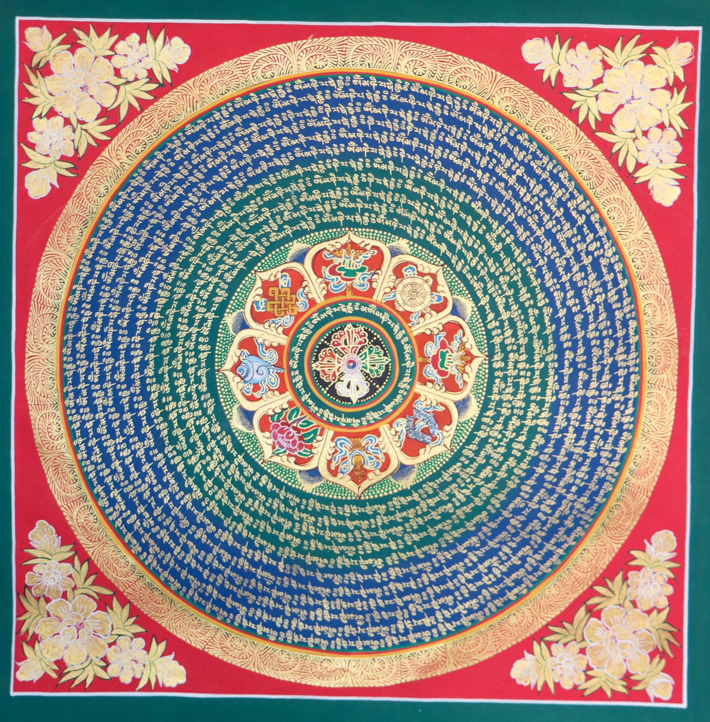 Mantra mandala  Thangka including a double Dorje in the centre