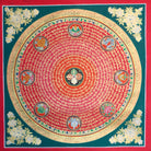 Mantra Mandala with 8 auspicious symbol thangka painting with Bajra at the center for wall hanging