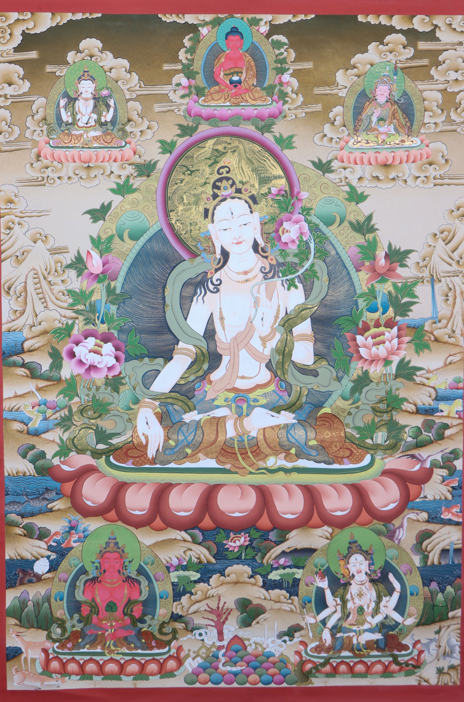 White Tara Thangka Painting - Tibetan art