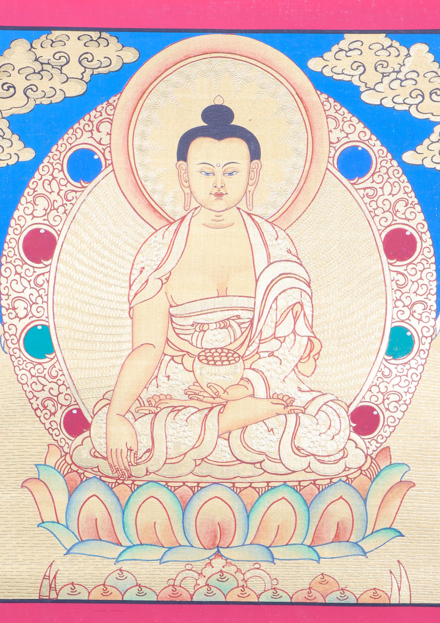 Shakyamuni Buddha Thangka for wall decor and meditation .