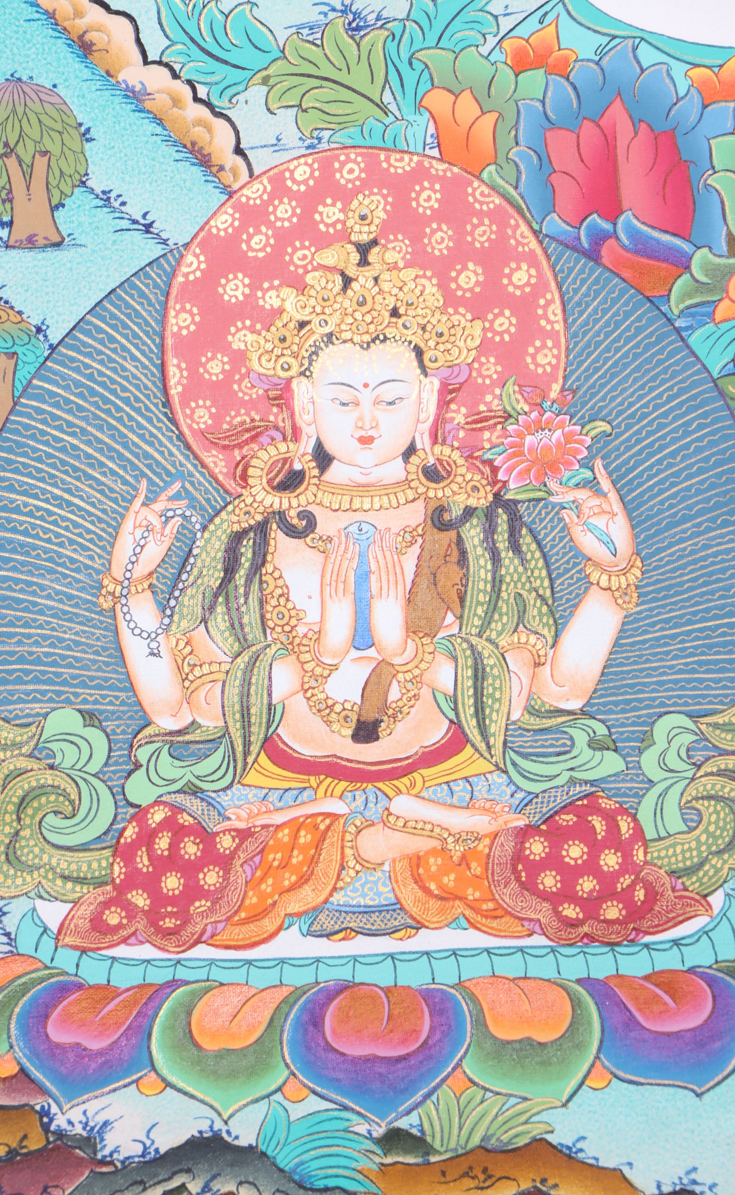 Manjushri Thangka for meditation and wall decor.