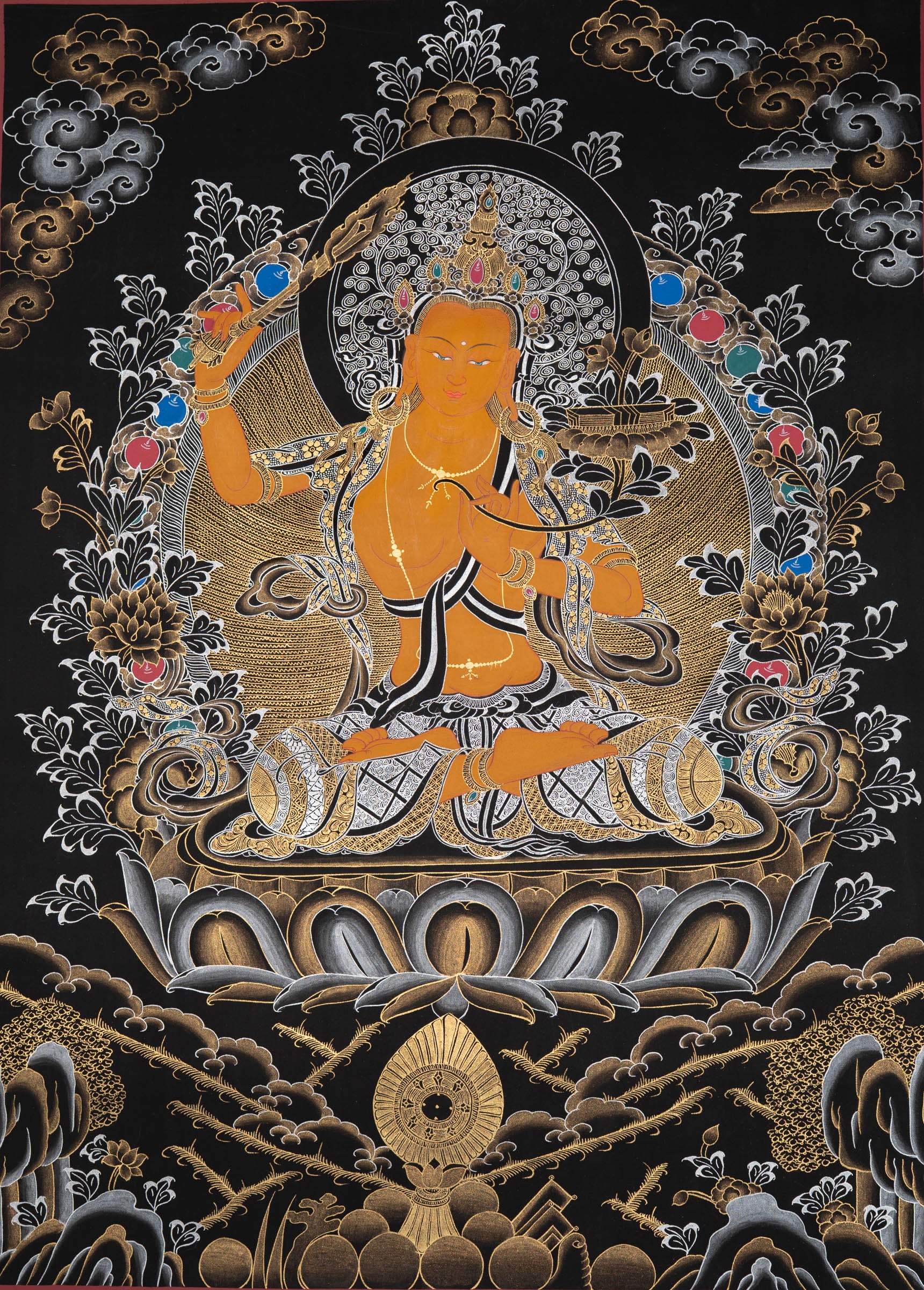 Manjushri Thangka – Sacred Tibetan Art