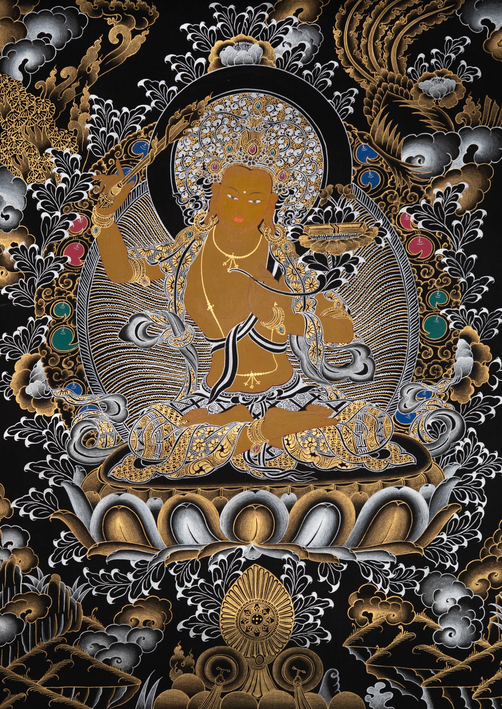 Manjushri Thangka - Tibetan Handpainted Art