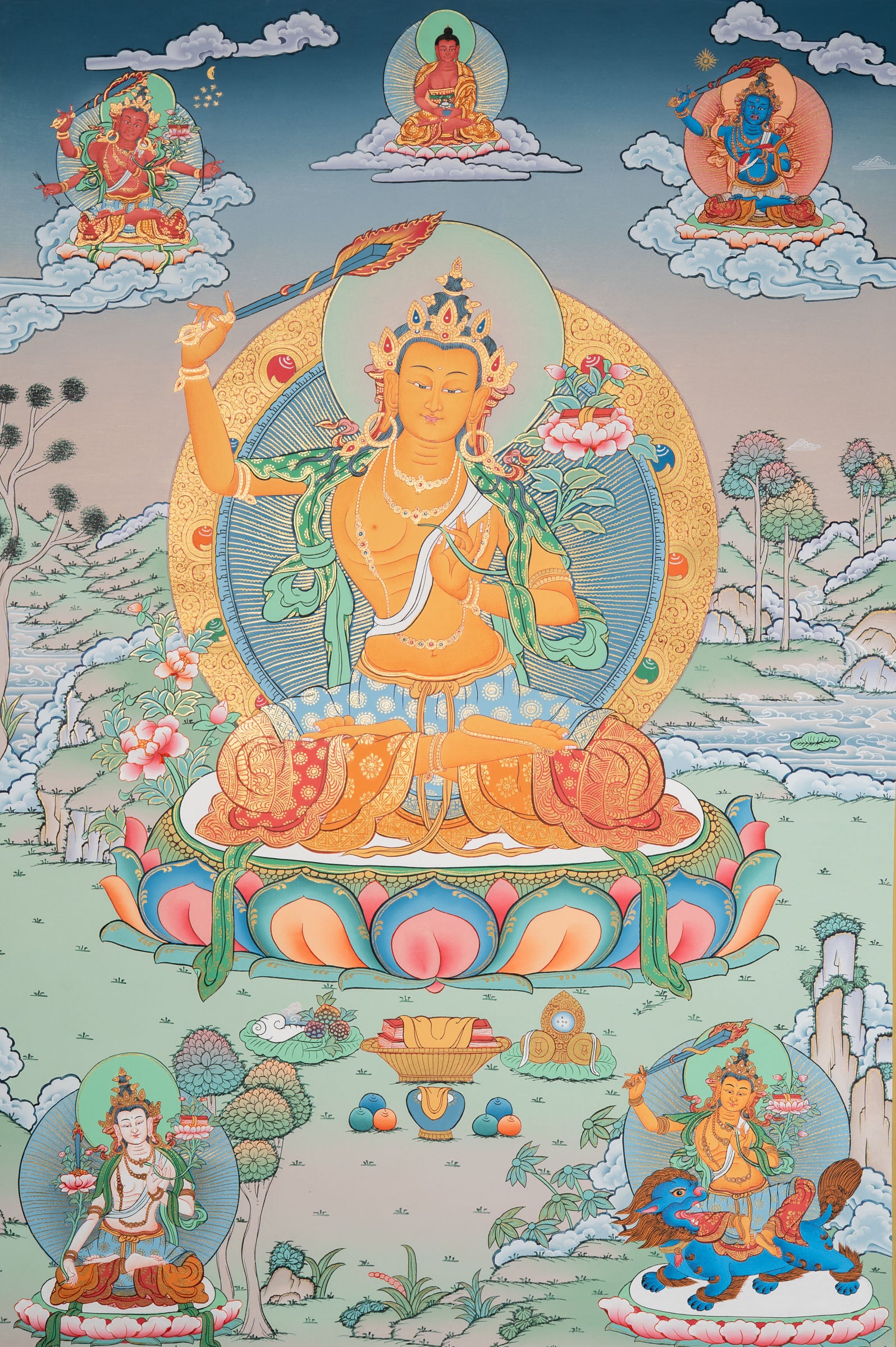 Manjushri Thangka - Handpainted Tibetan Art