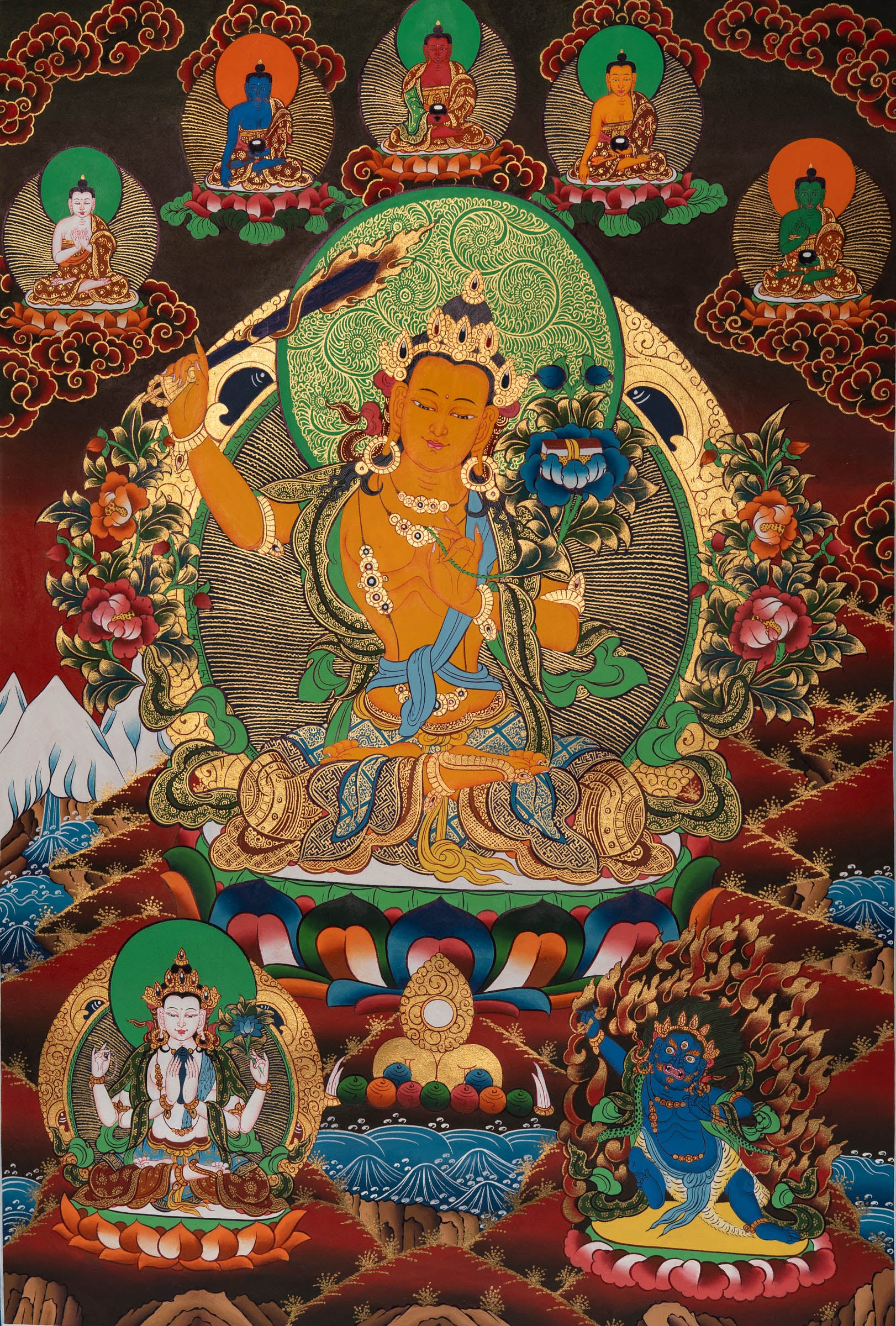 Manjushri Thangka - Tibetan sacred Painting 