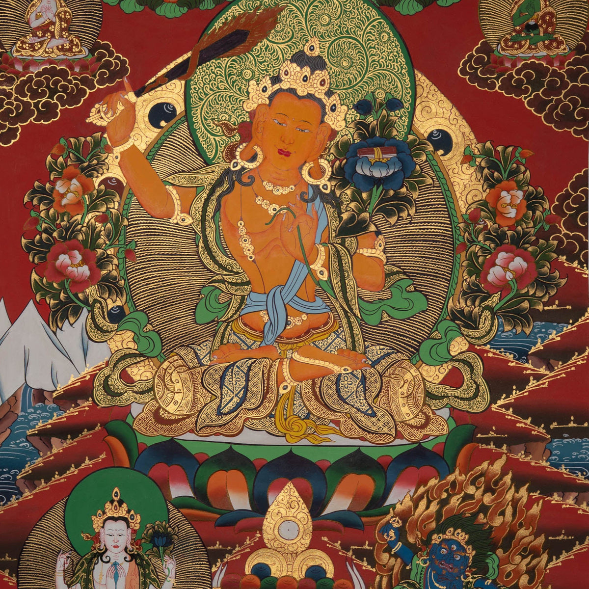 Hand-Painted Wisdom | Manjushri Meditation Art – Lucky Thanka