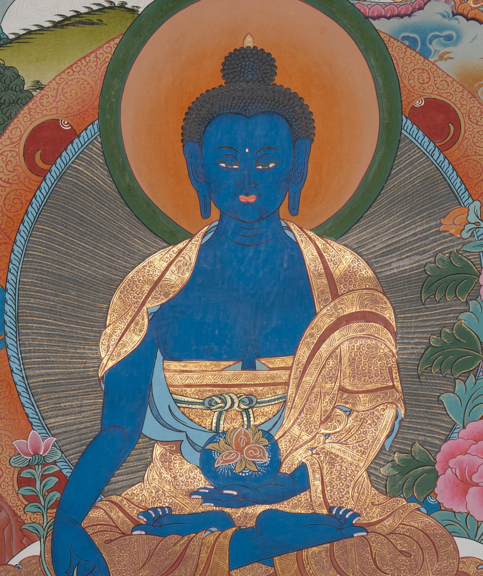 Sacred Medicine Buddha Thangka - Handpainted Art
