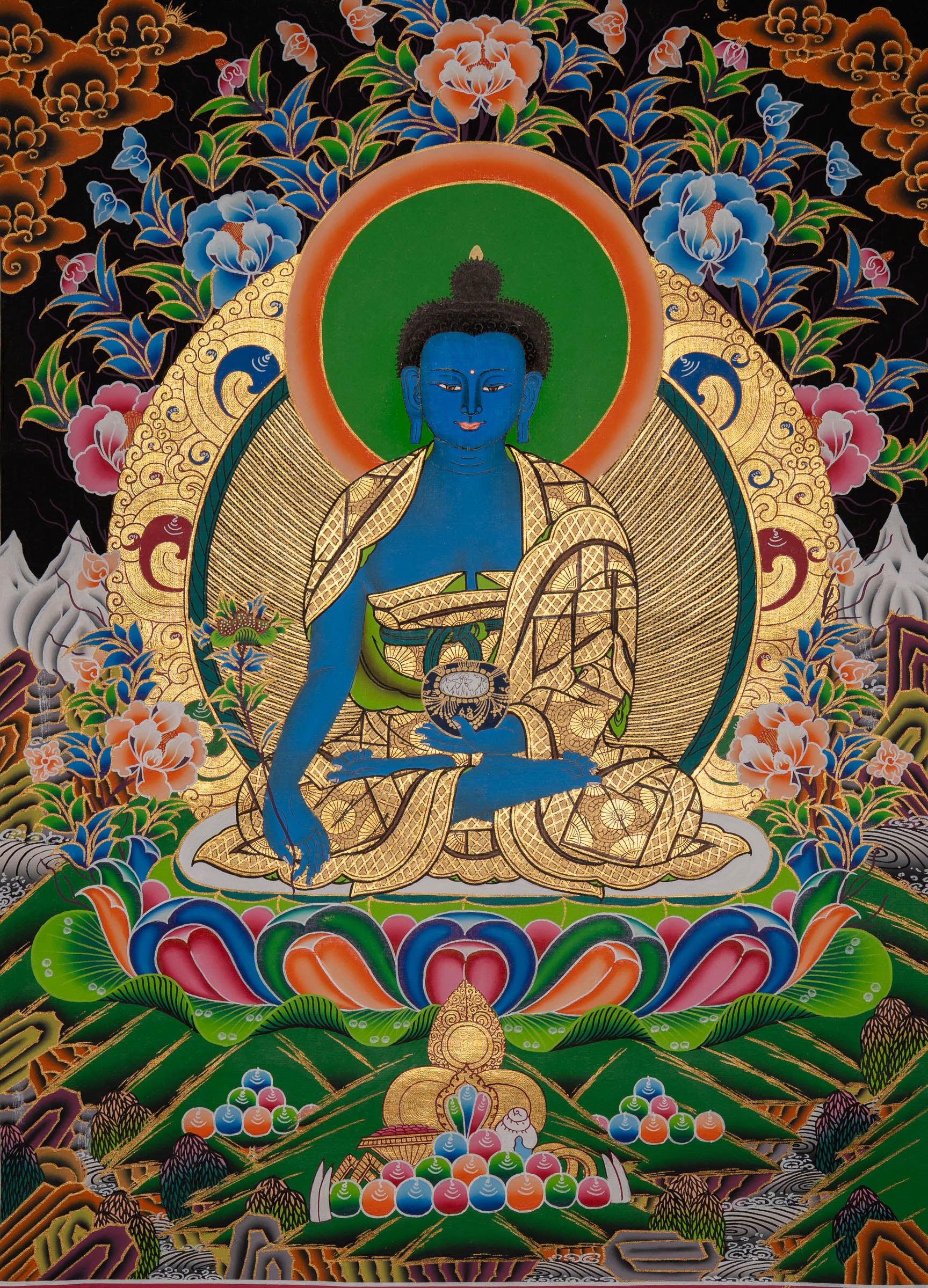 Medicine Buddha Thangka - Sacred Tibetan Art 