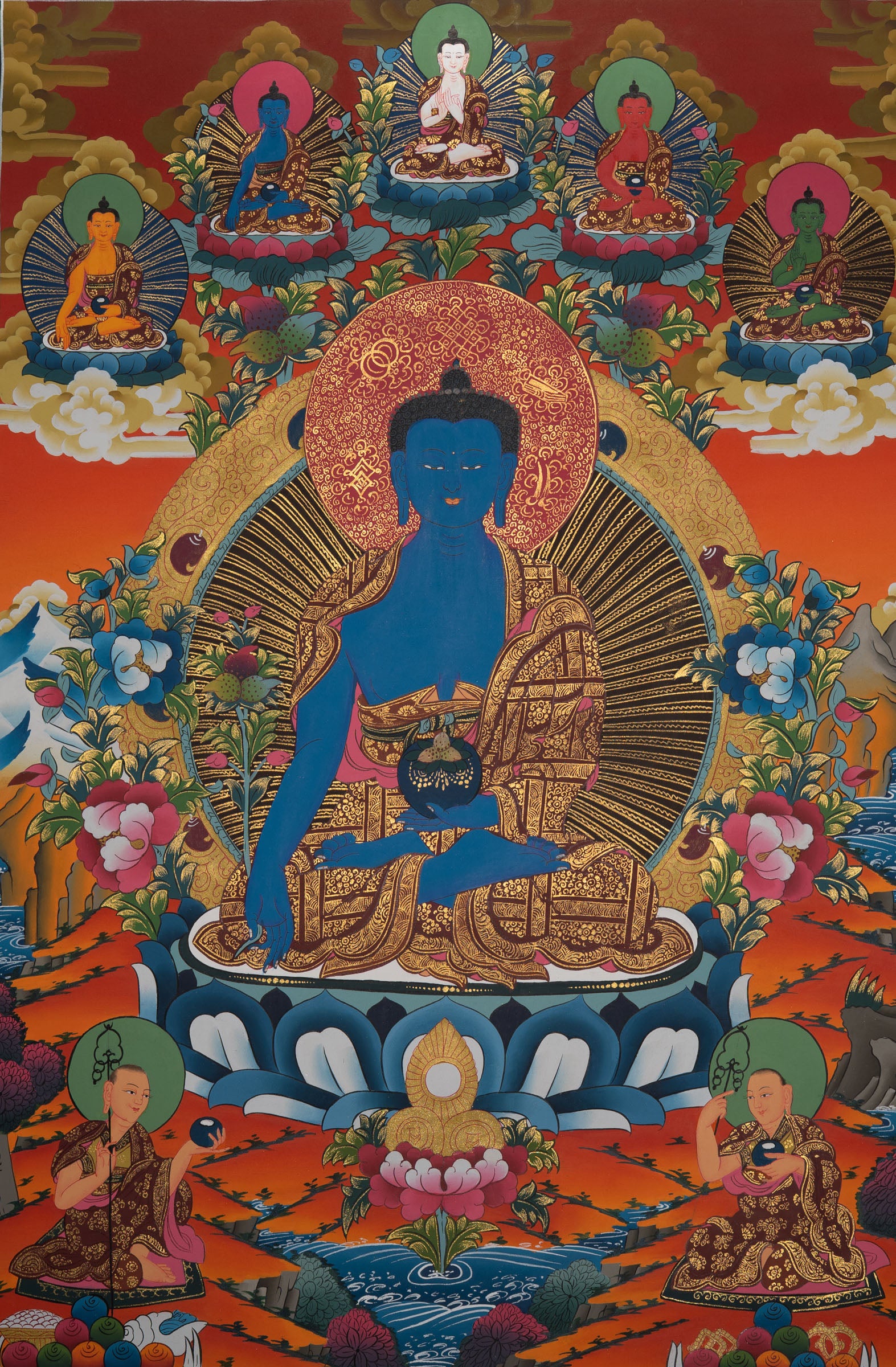 Healing Buddha Thangka - Sacred Painting 
