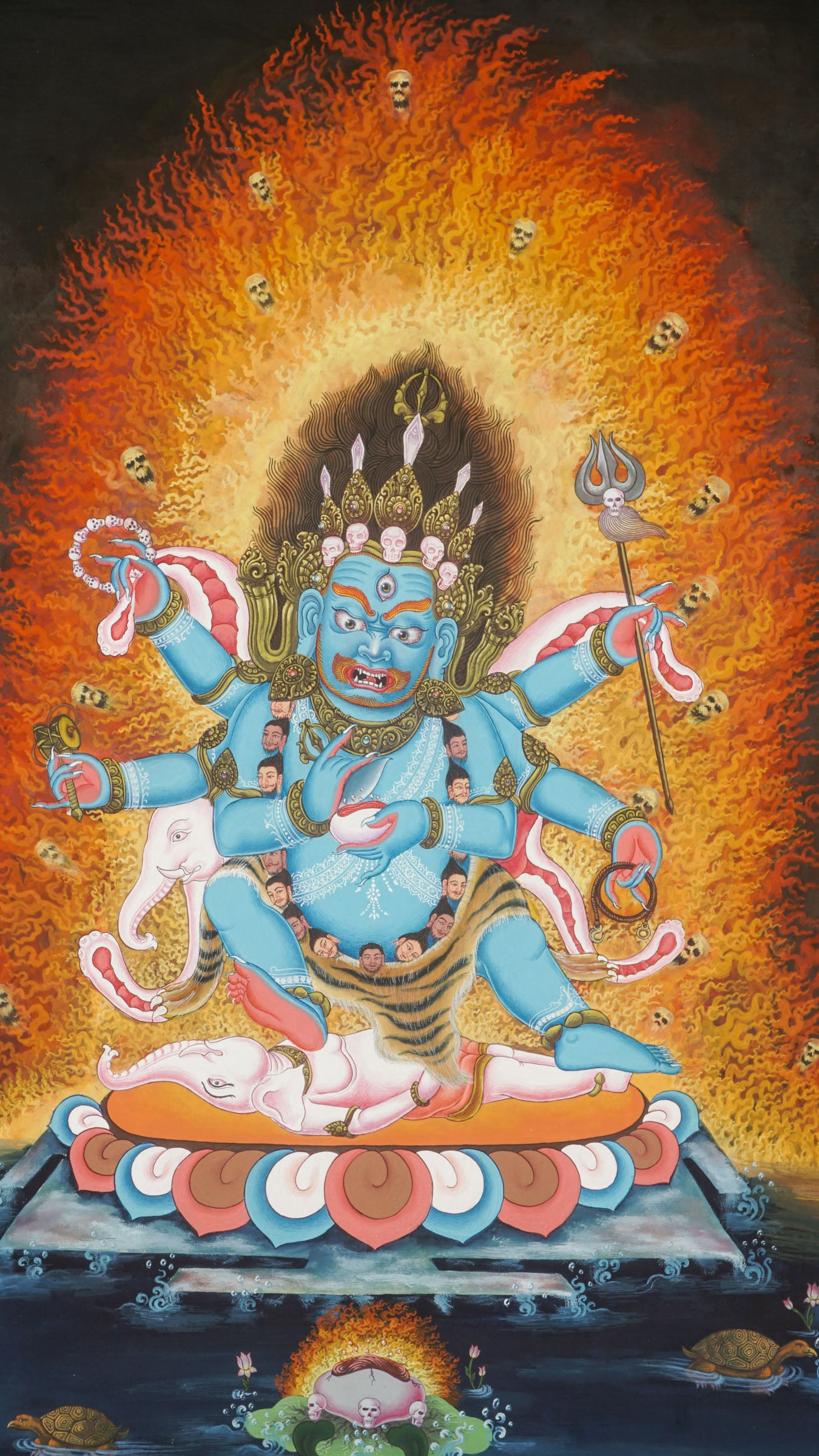 The Three Form of Mahakala- Newari Paudbha Art, Two hand, four hand and six hand Mahakala 