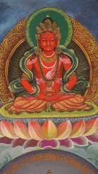 Red Amitayus Buddha - Newari Painting by Senior Artist