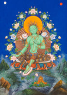 Newari Green Tara Thangka - Handpainted Art 