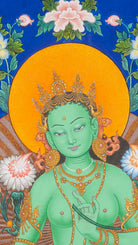 Newari Green Tara Thangka - Handpainted Art 