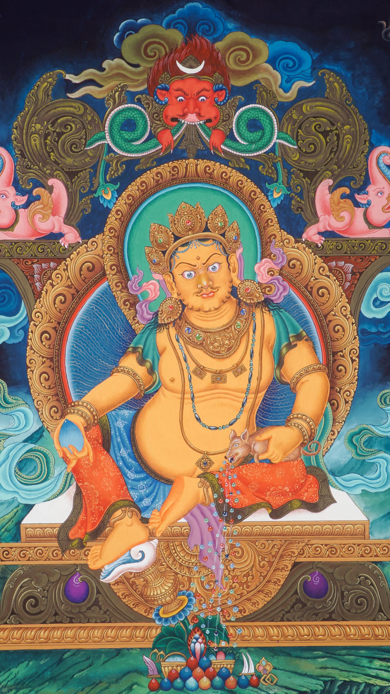 Zambala Thangka Painting -Paubha Newari art from Nepal