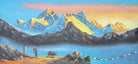 Oil Painting of Mt Everest with  beautiful Natural Landscape of Sunrise.