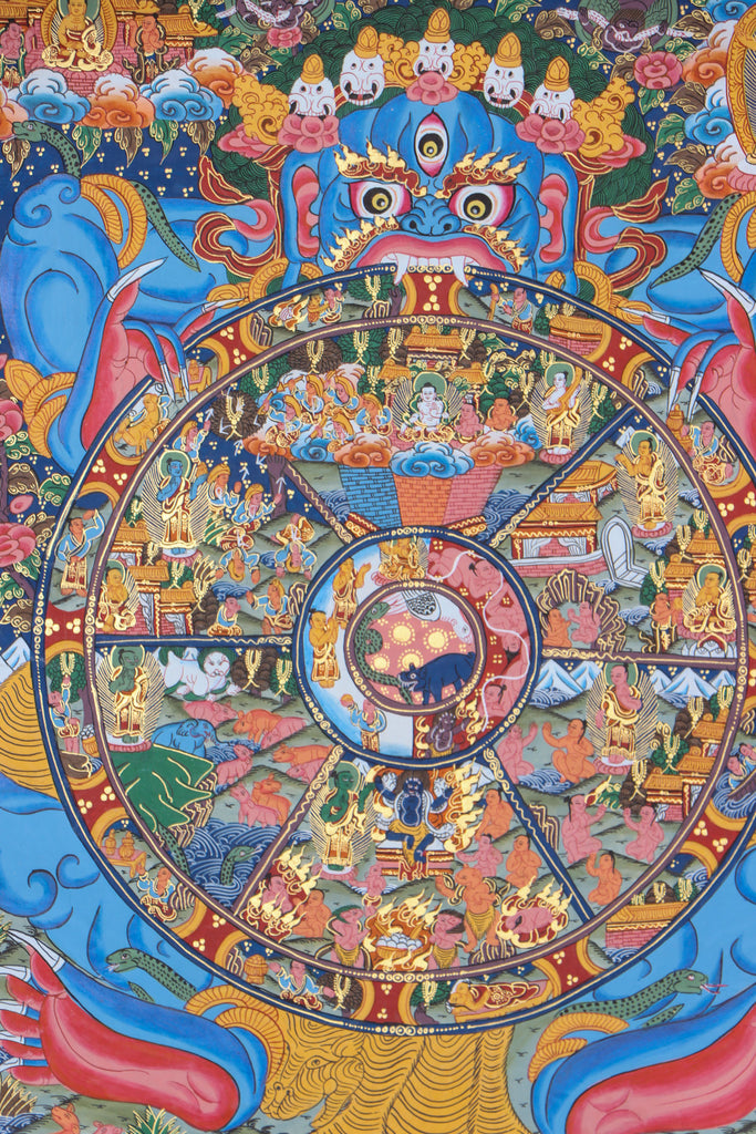 Wheel of Life Brocade Thangka for meditation.